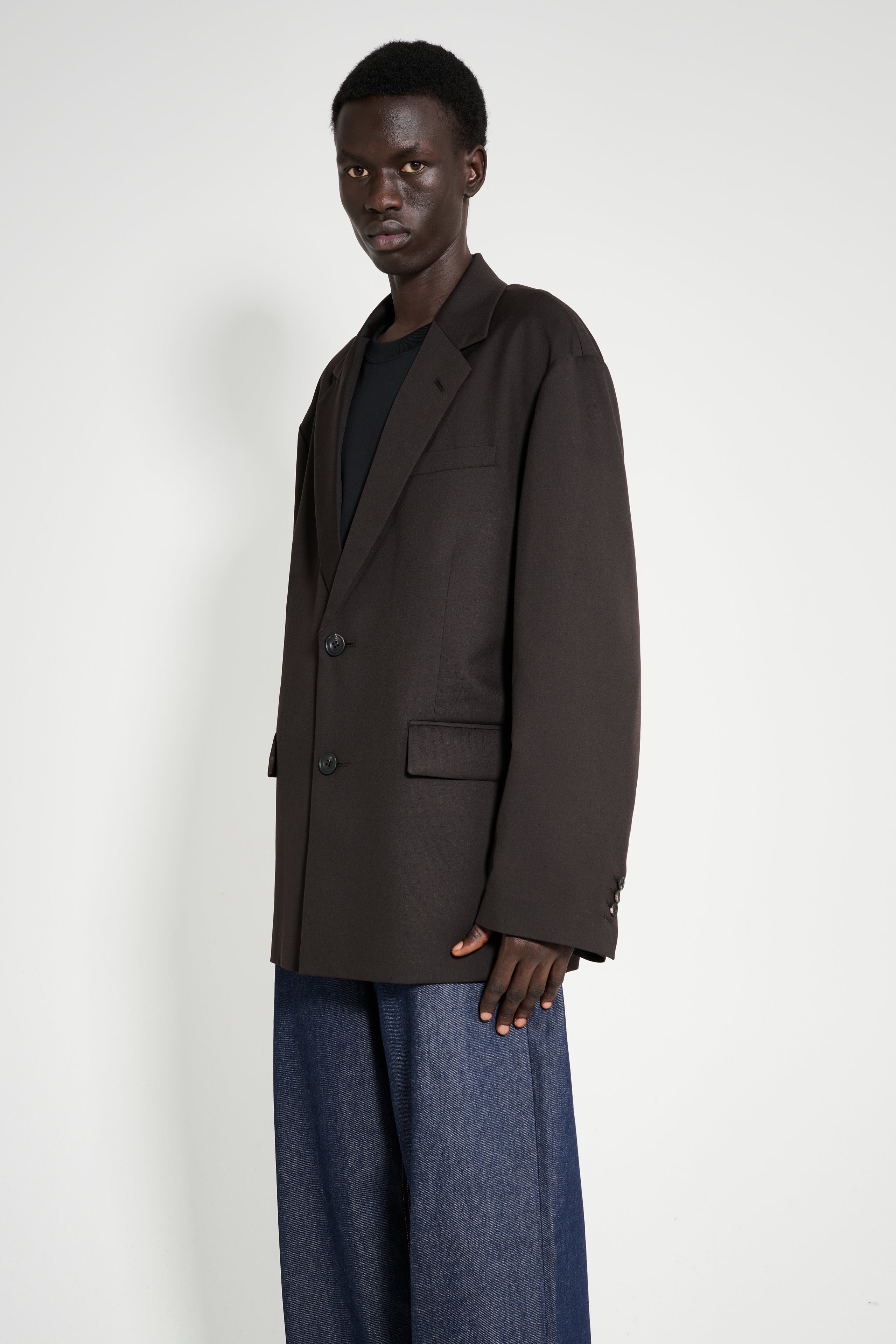 ssstein Oversized Single Breasted Jacket Dark Brown