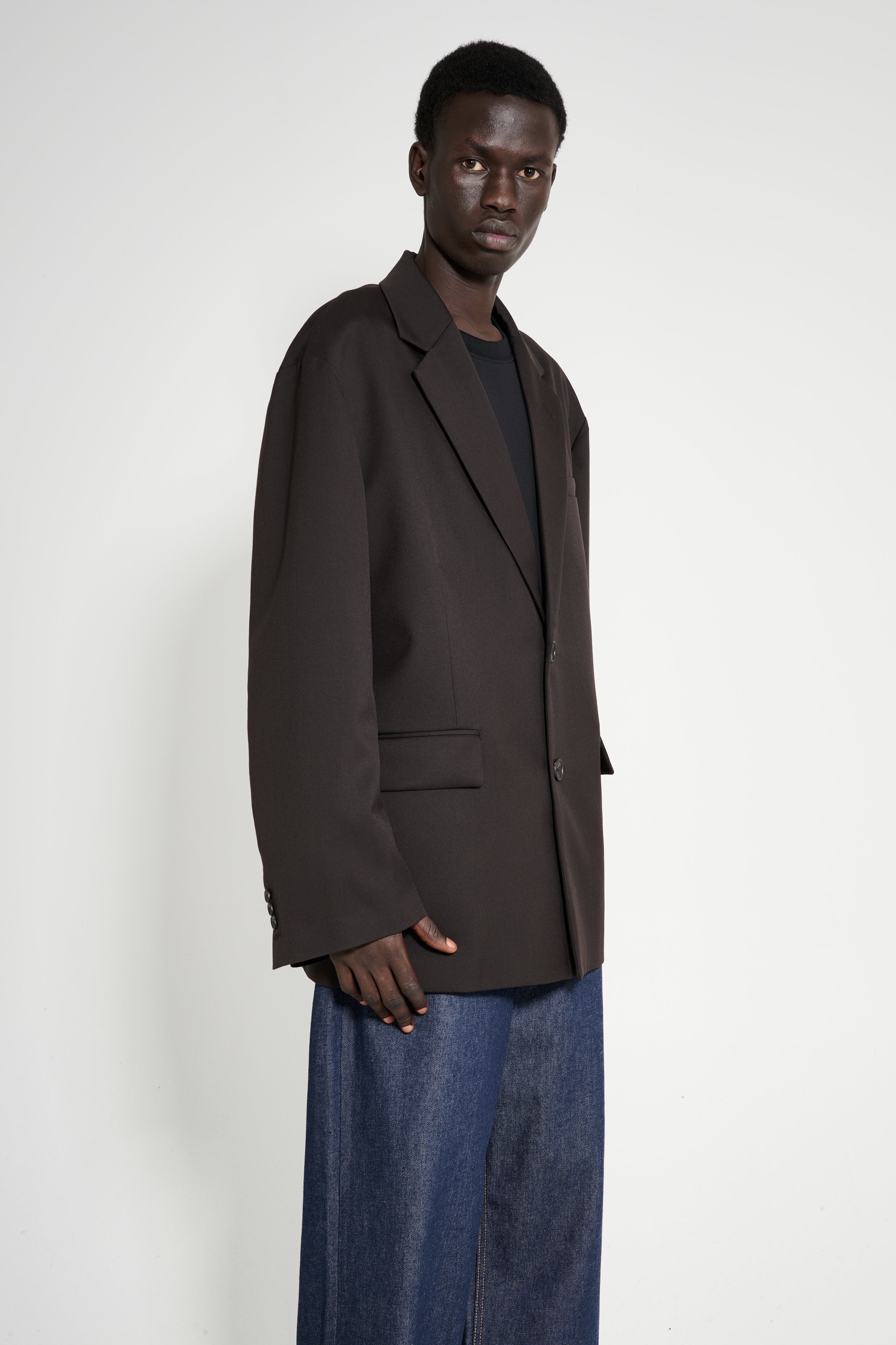 ssstein Oversized Single Breasted Jacket Dark Brown