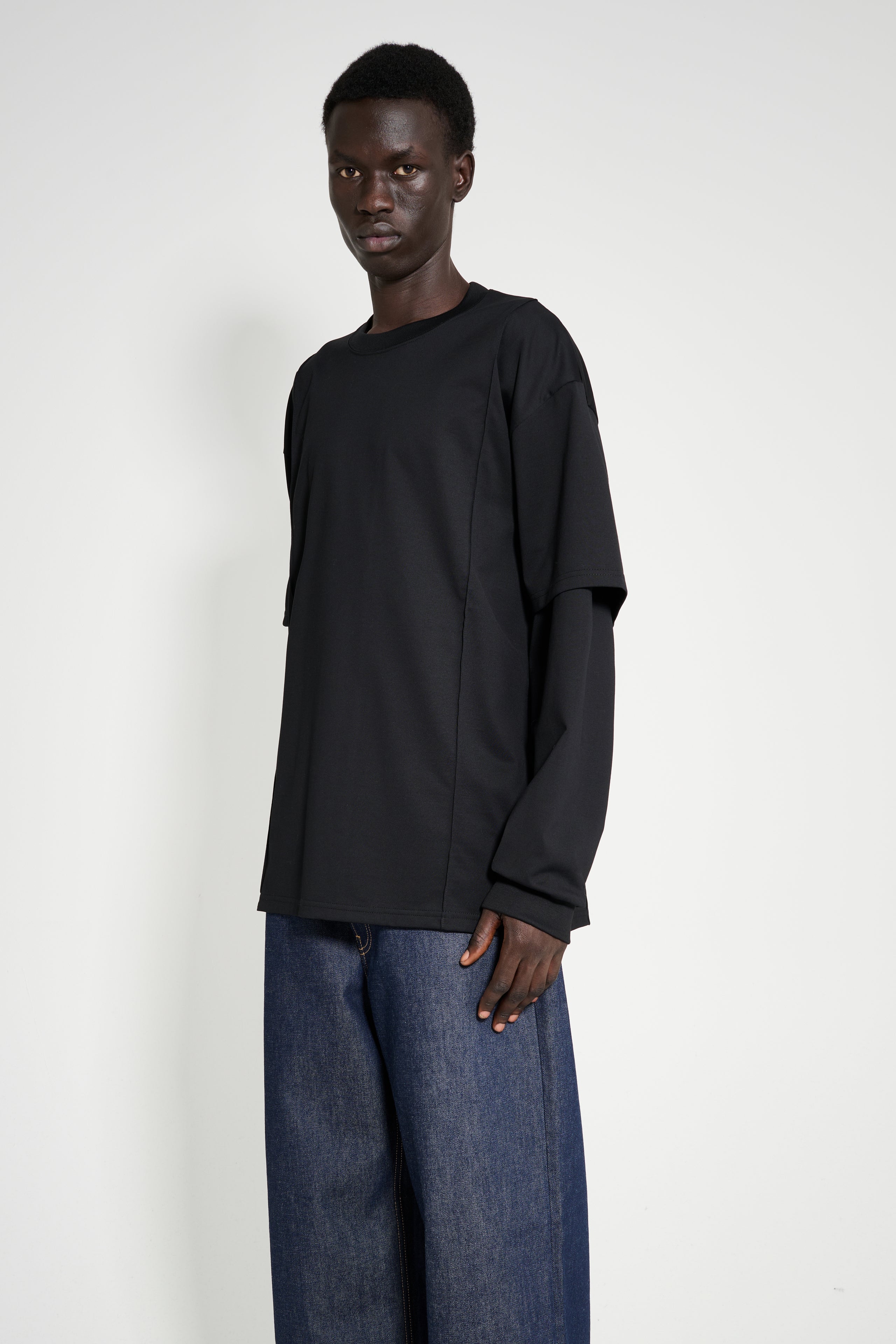 ssstein Oversized Layered Sleeve Tee Black