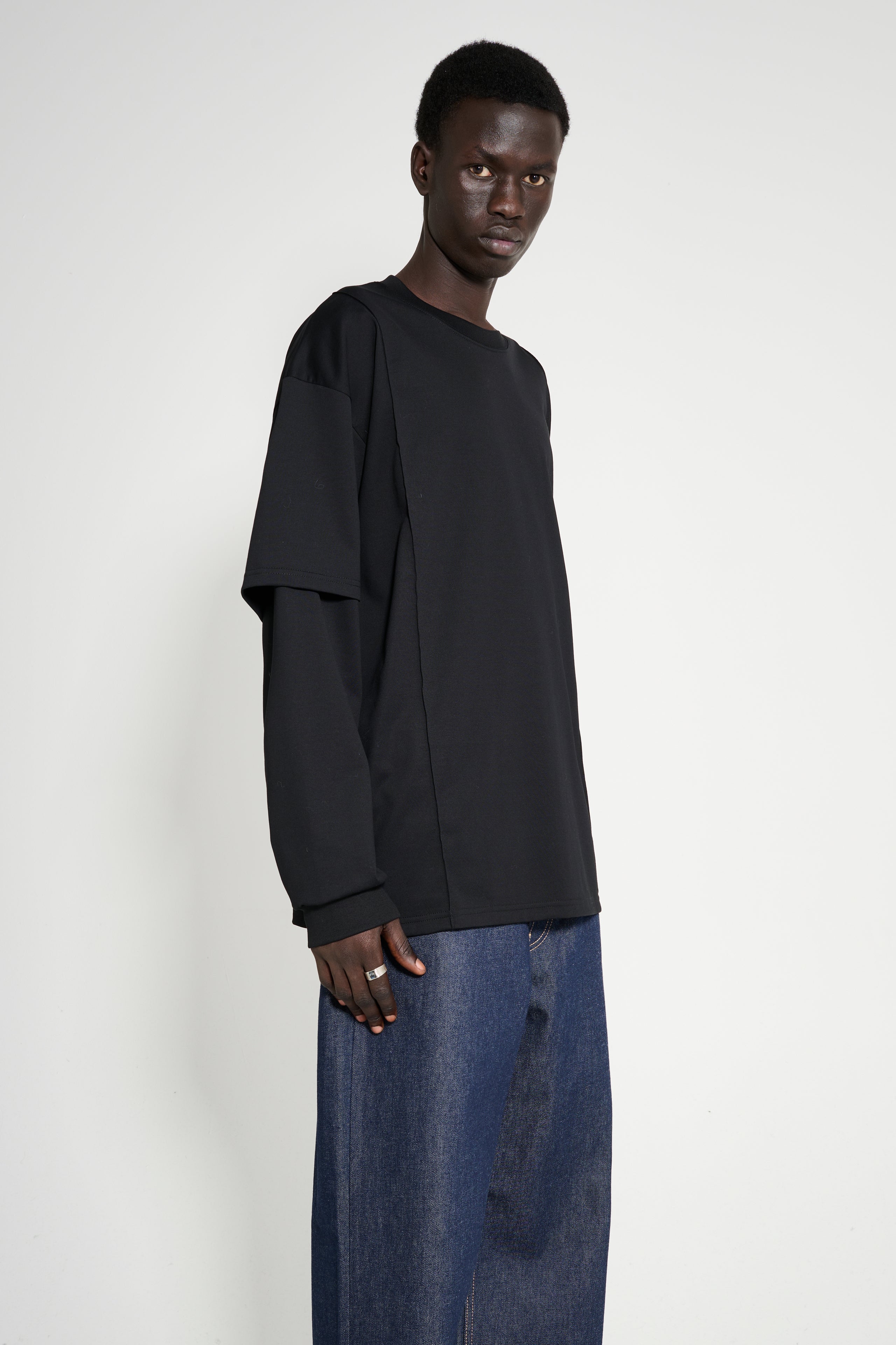 ssstein Oversized Layered Sleeve Tee Black