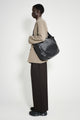ssstein Shirring Handle Leather Shoulder Bag Black