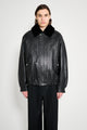 ssstein Mouton Collar Sheep Leather Zip Jacket Black