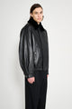 ssstein Mouton Collar Sheep Leather Zip Jacket Black
