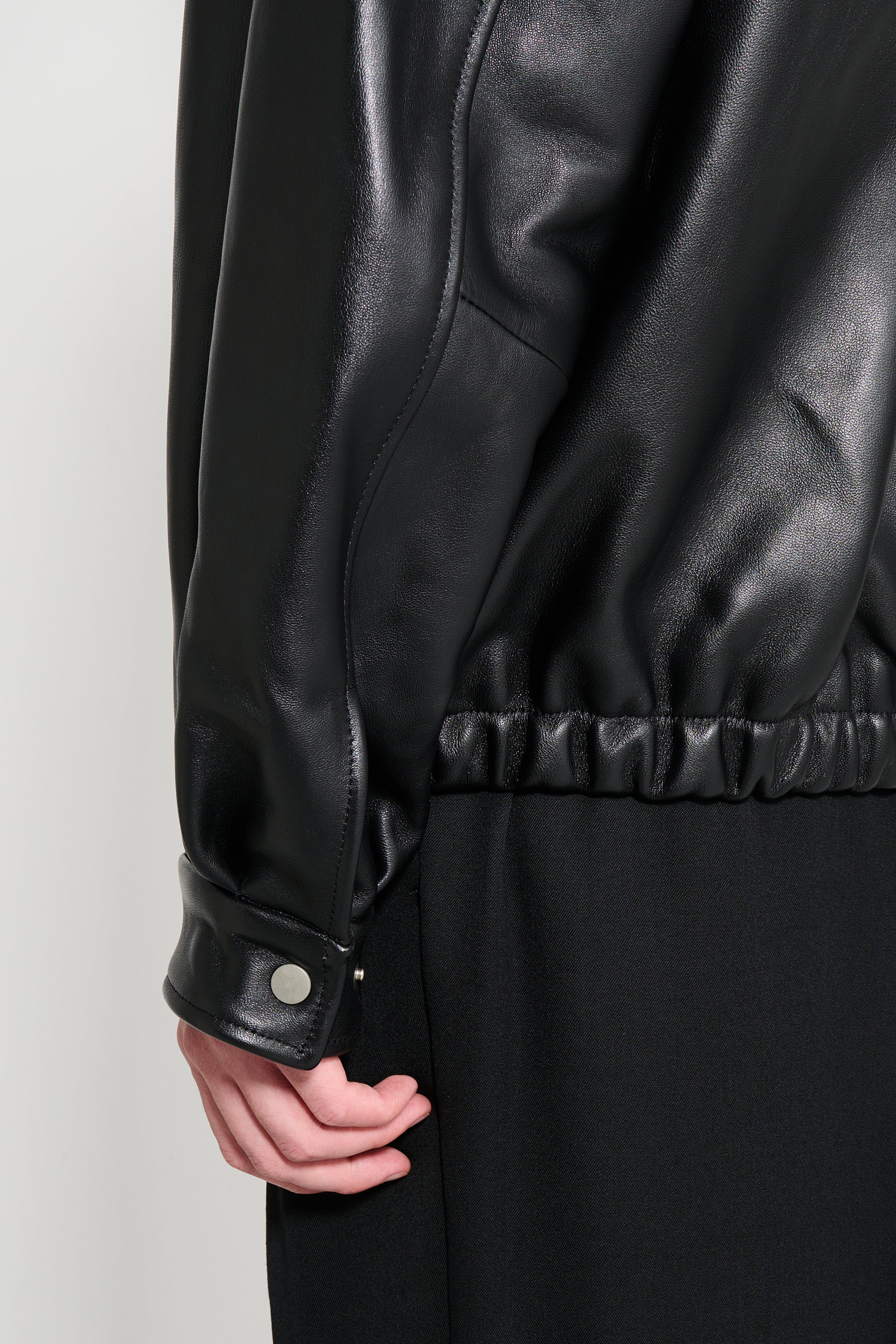 ssstein Mouton Collar Sheep Leather Zip Jacket Black