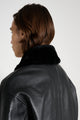 ssstein Mouton Collar Sheep Leather Zip Jacket Black