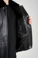 ssstein Mouton Collar Sheep Leather Zip Jacket Black