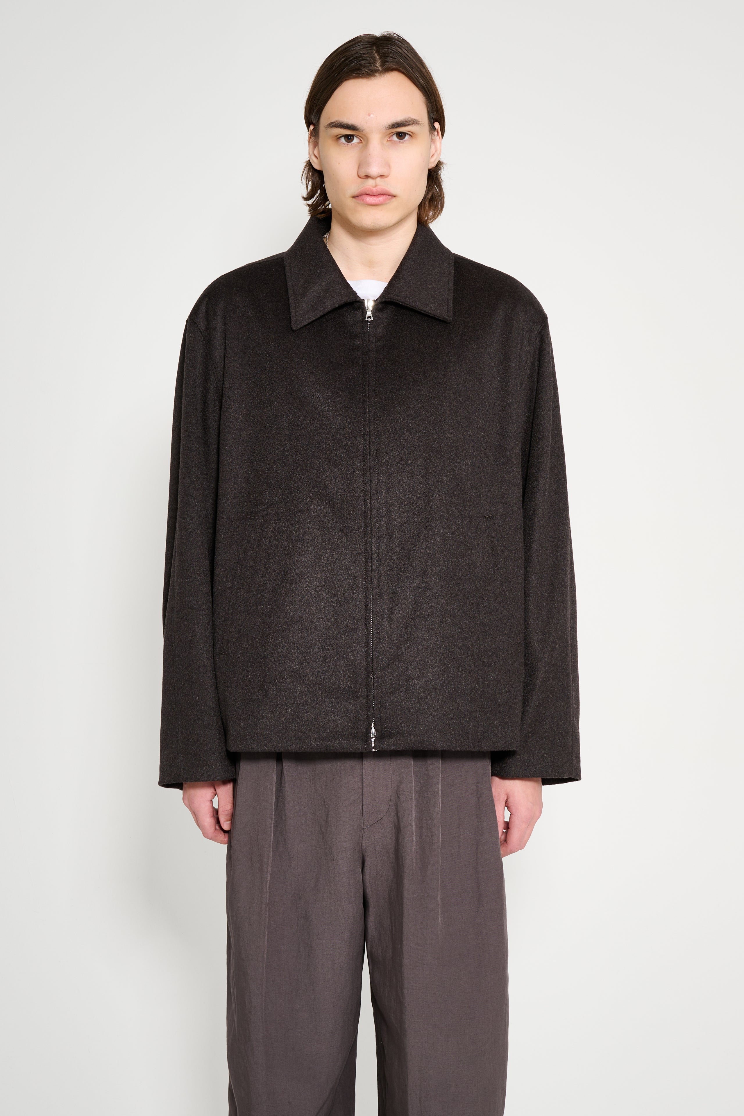 ssstein Pure Cashmere Zip Short Jacket Dark Brown