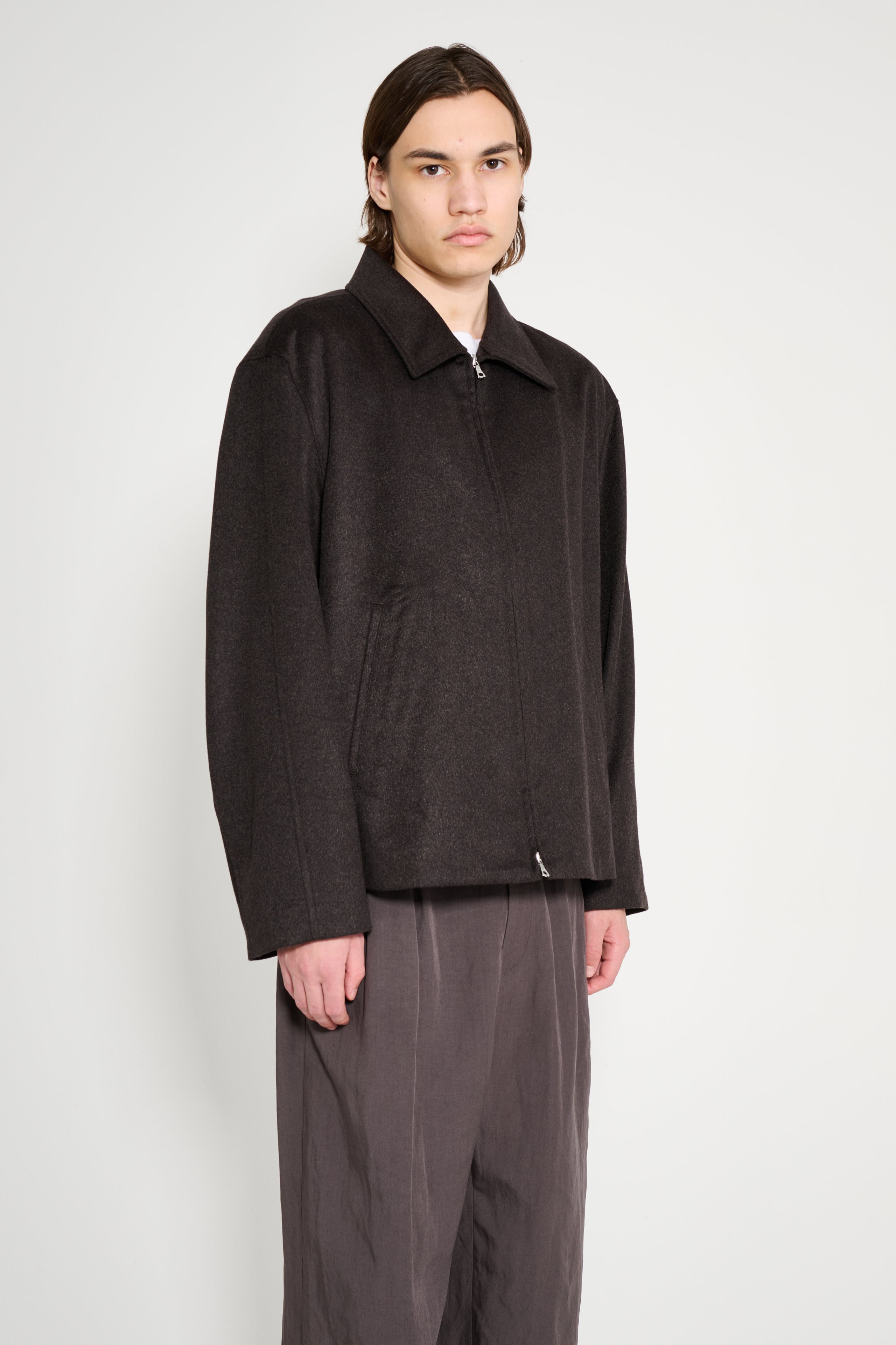 ssstein Pure Cashmere Zip Short Jacket Dark Brown