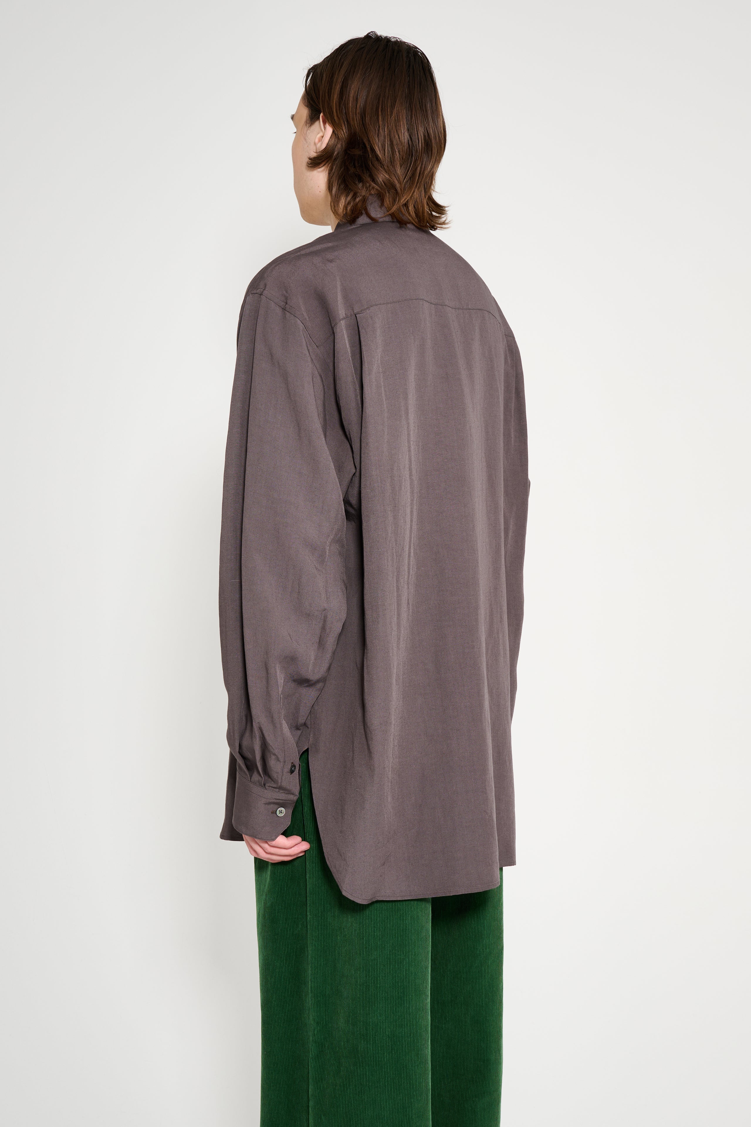 ssstein Rayon / Linen Oversized Down Pat Shirt Charcoal