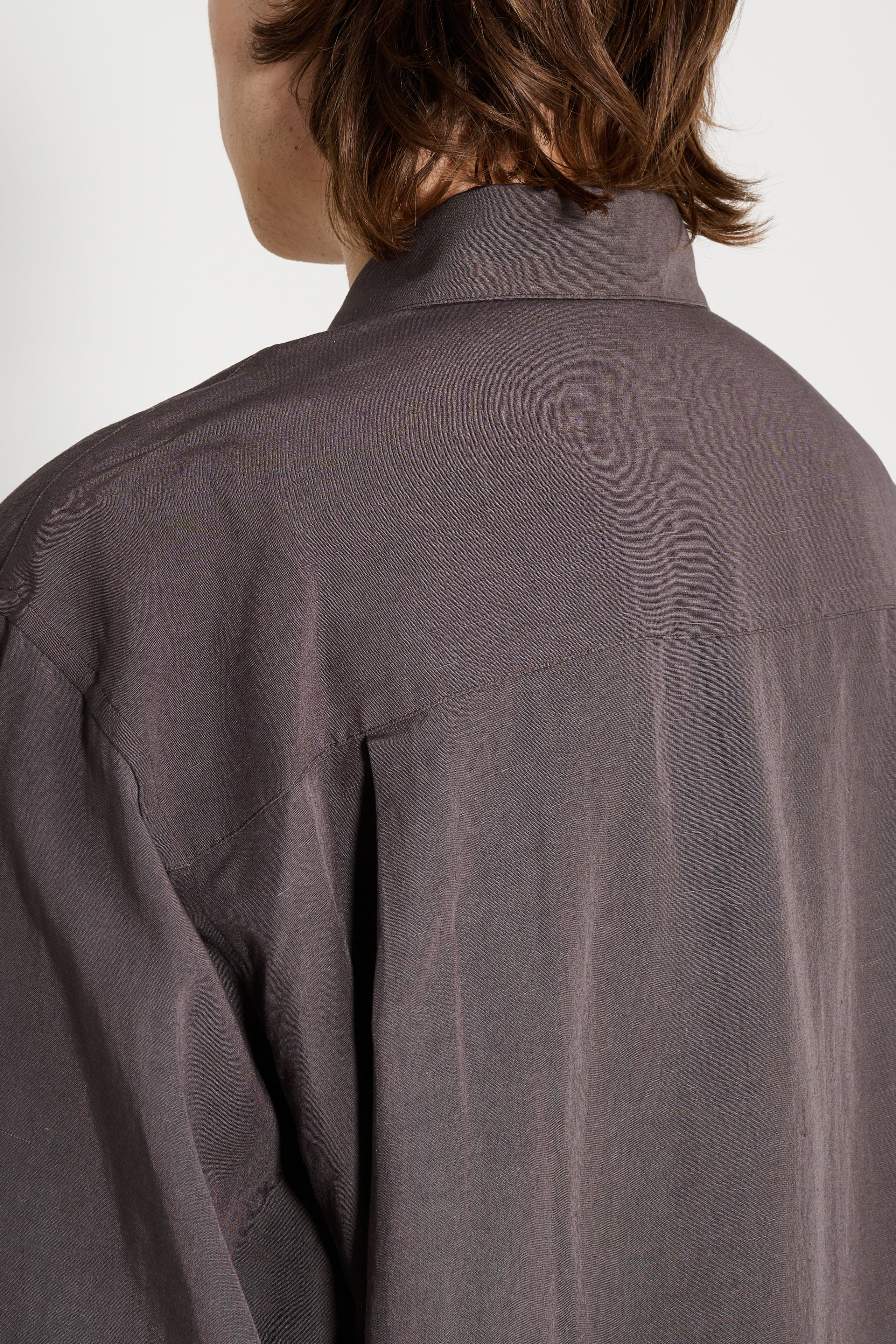 ssstein Rayon / Linen Oversized Down Pat Shirt Charcoal