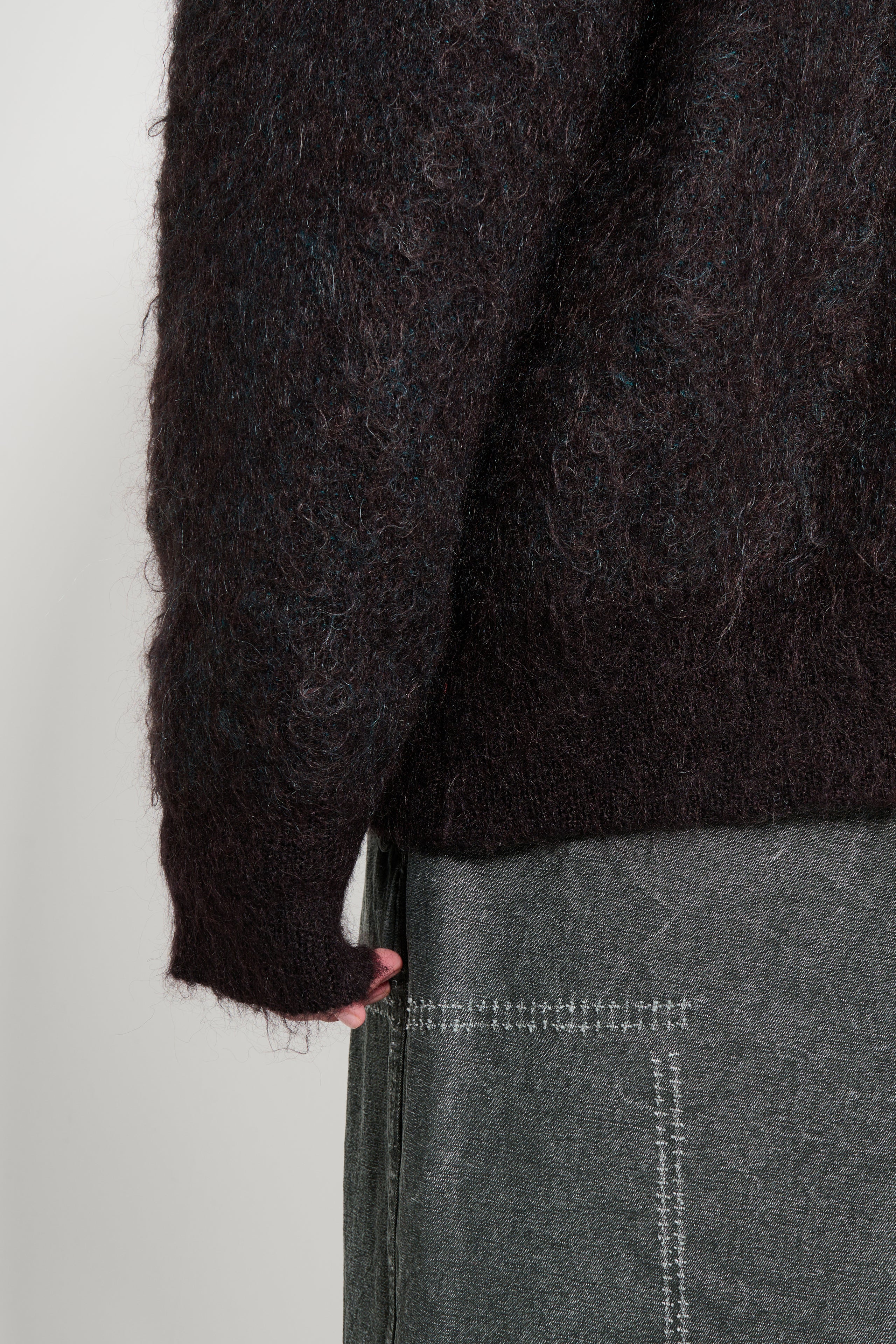 ssstein Kid Mohair Mix Jacquard Knit Cardigan Brown Mix