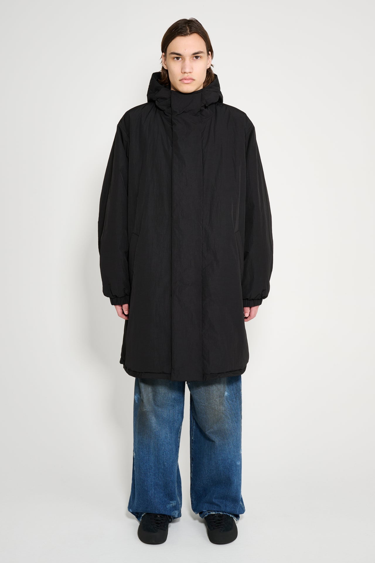 ssstein Oversized Padded Hoody Coat Black