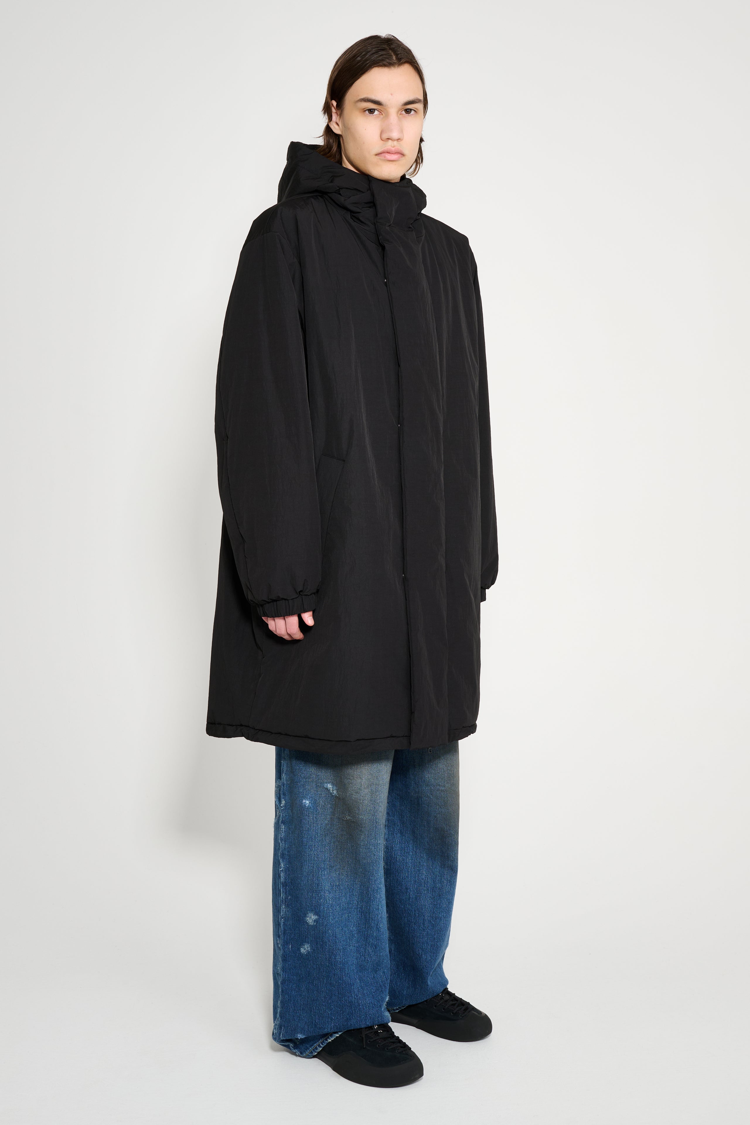 ssstein Oversized Padded Hoody Coat Black