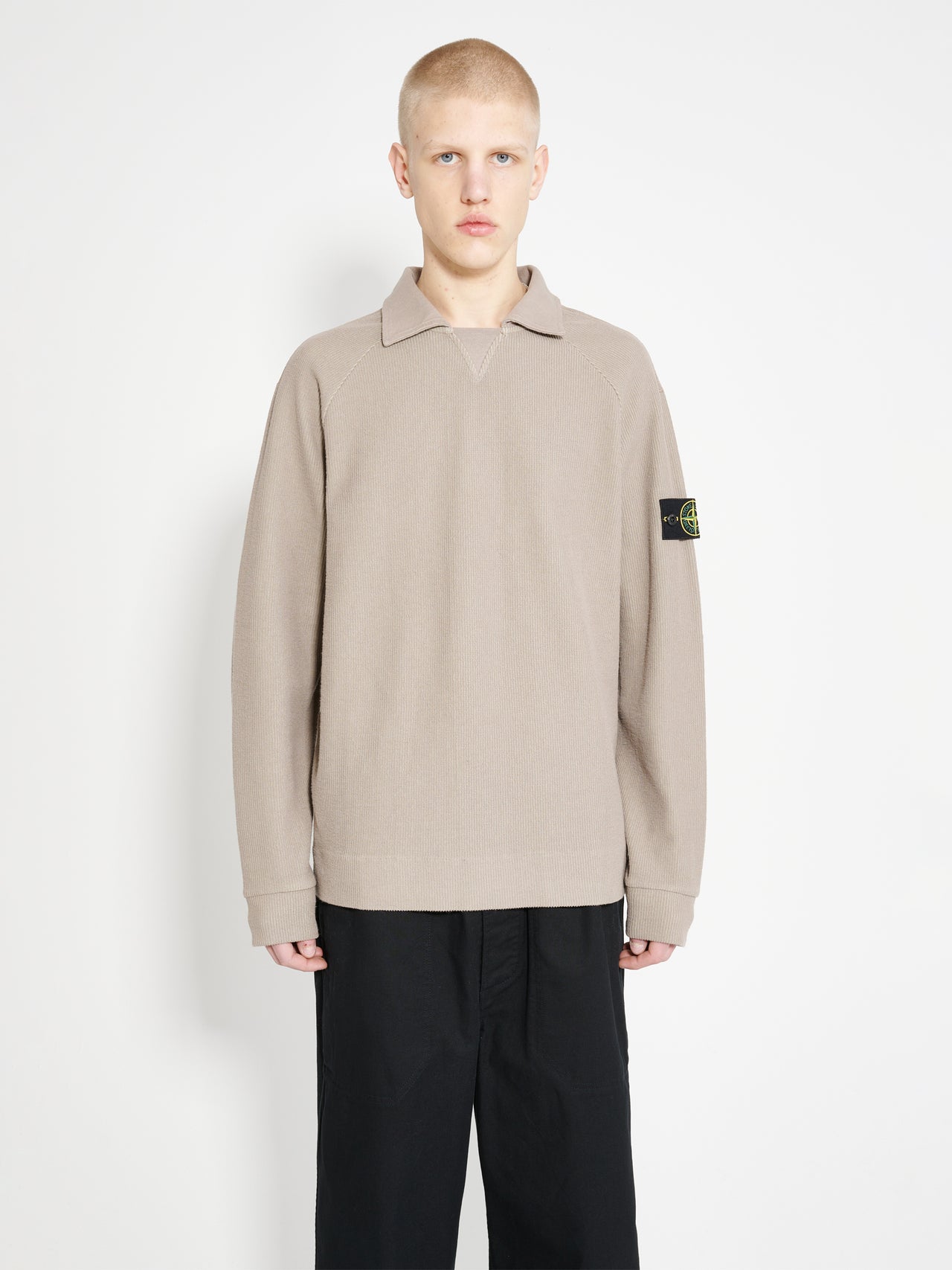 Stone Island Knitted Polo Sweater Dove Grey