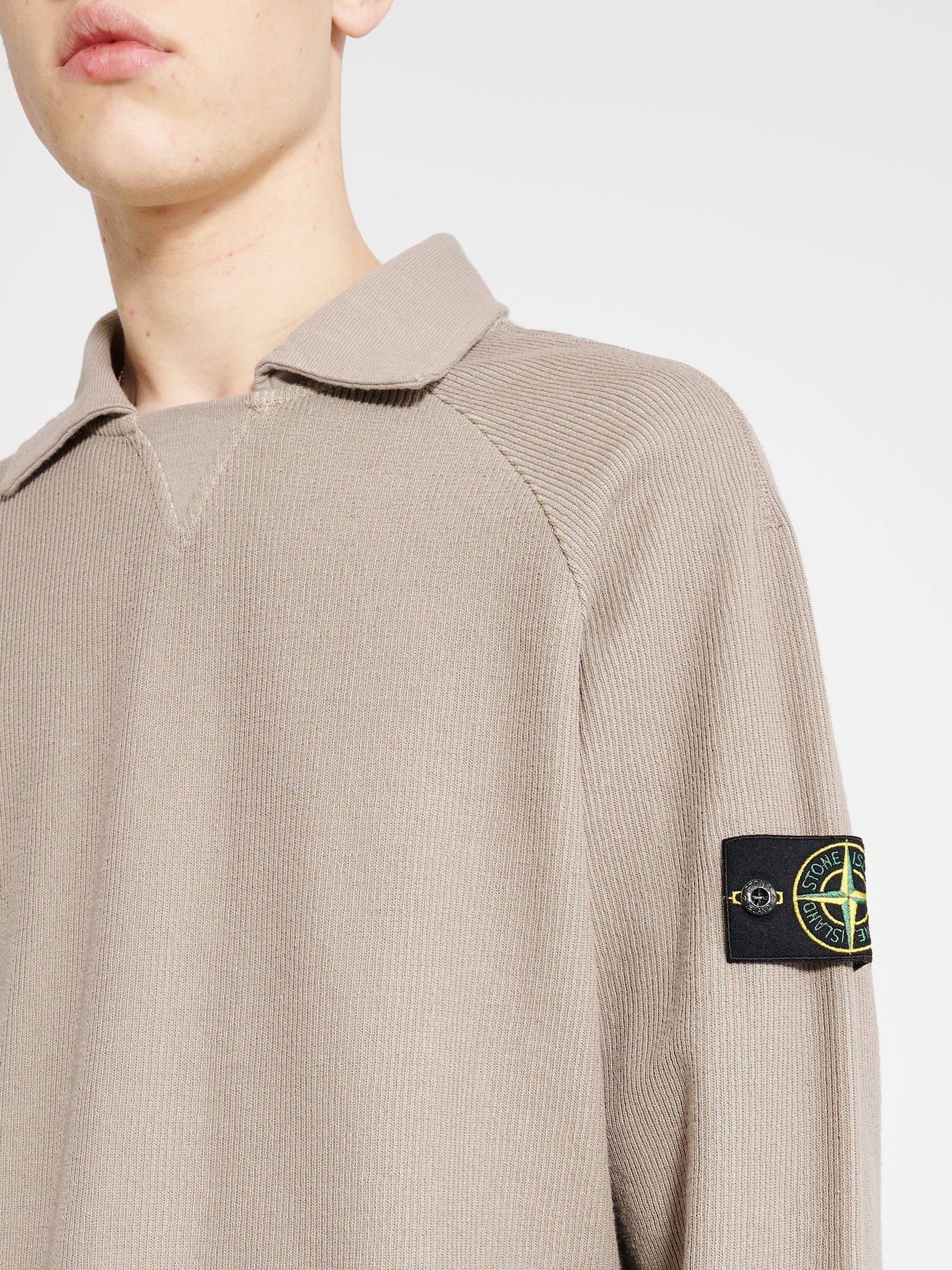 Stone Island Knitted Polo Sweater Dove Grey
