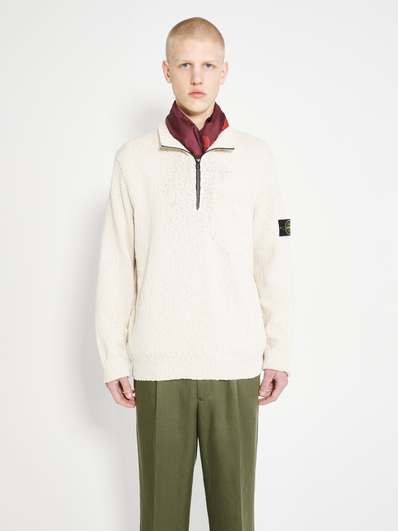 Stone Island - half zip knit natural beige