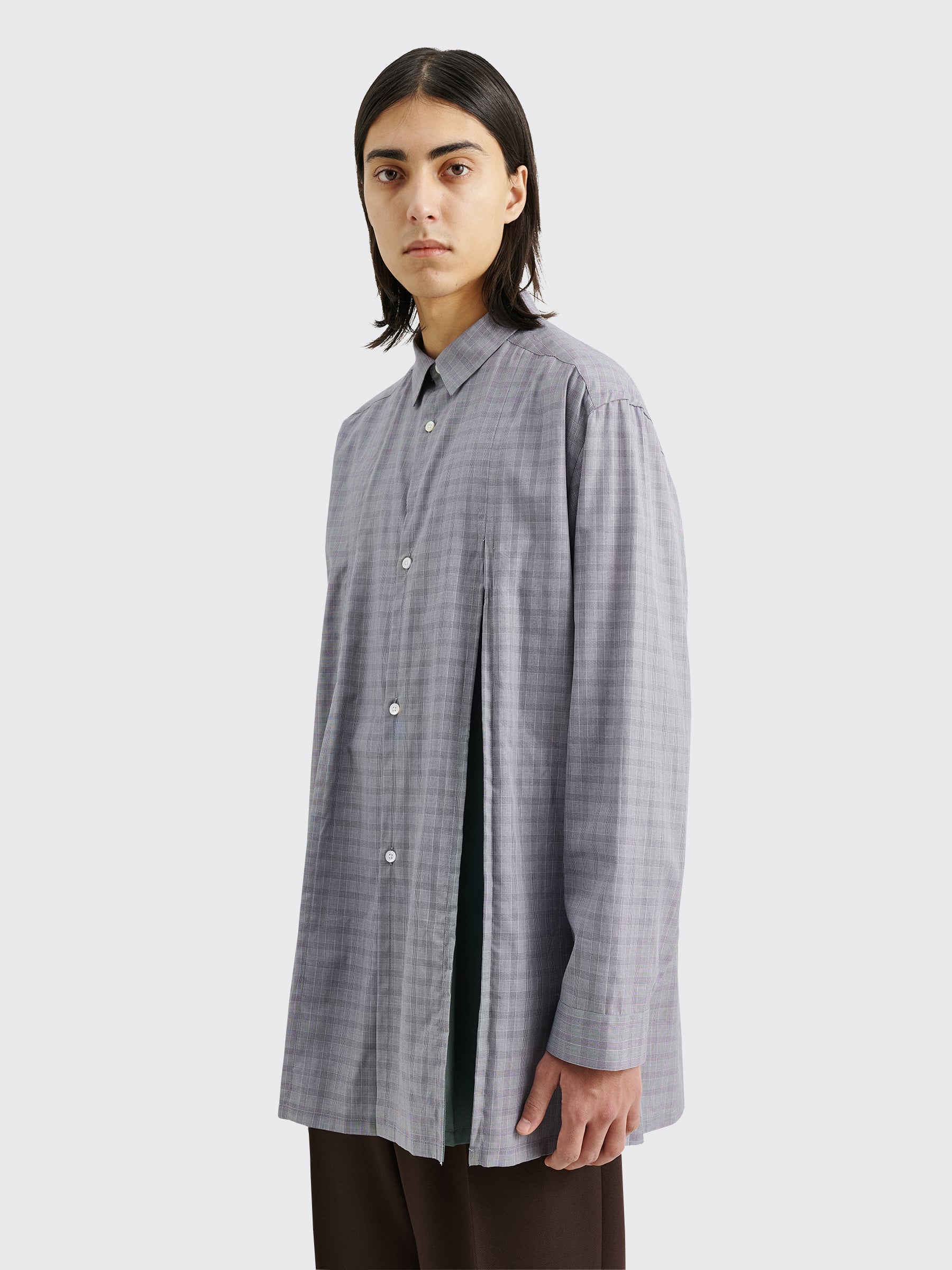 TRES BIEN ATELJÉ Inverted Pleat Shirt Grey Check