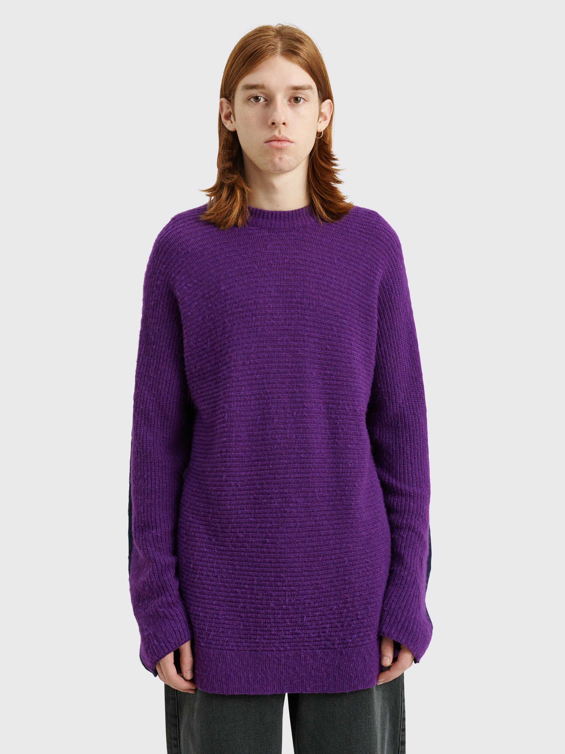 TRÈS BIEN everywear Split Knitted Sweater Wool Blend Purple / Navy