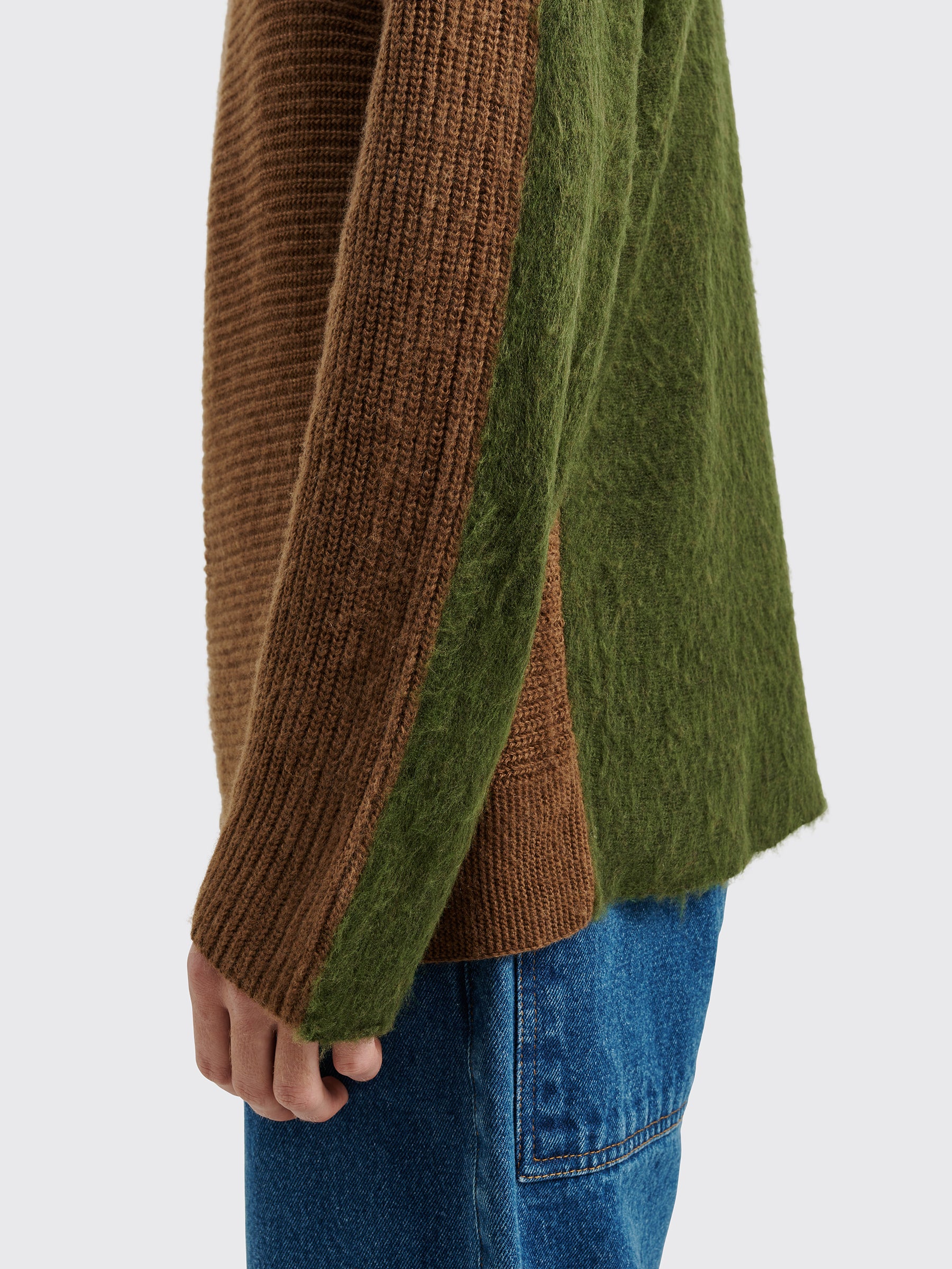 TRÈS BIEN everywear Split Knitted Sweater Wool Blend Brown / Green