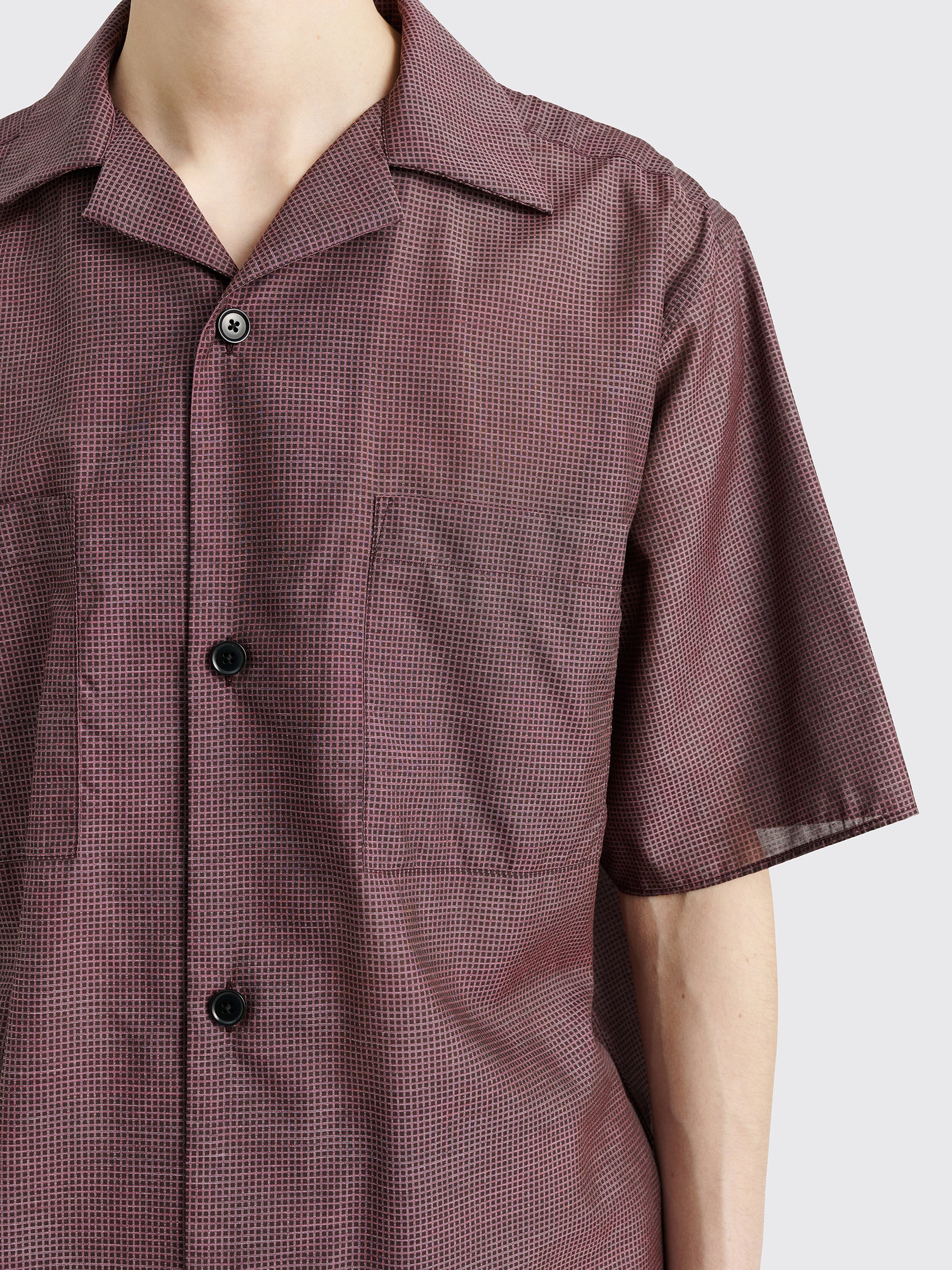 TRÈS BIEN everywear Short Sleeve Viscose Maroon Check