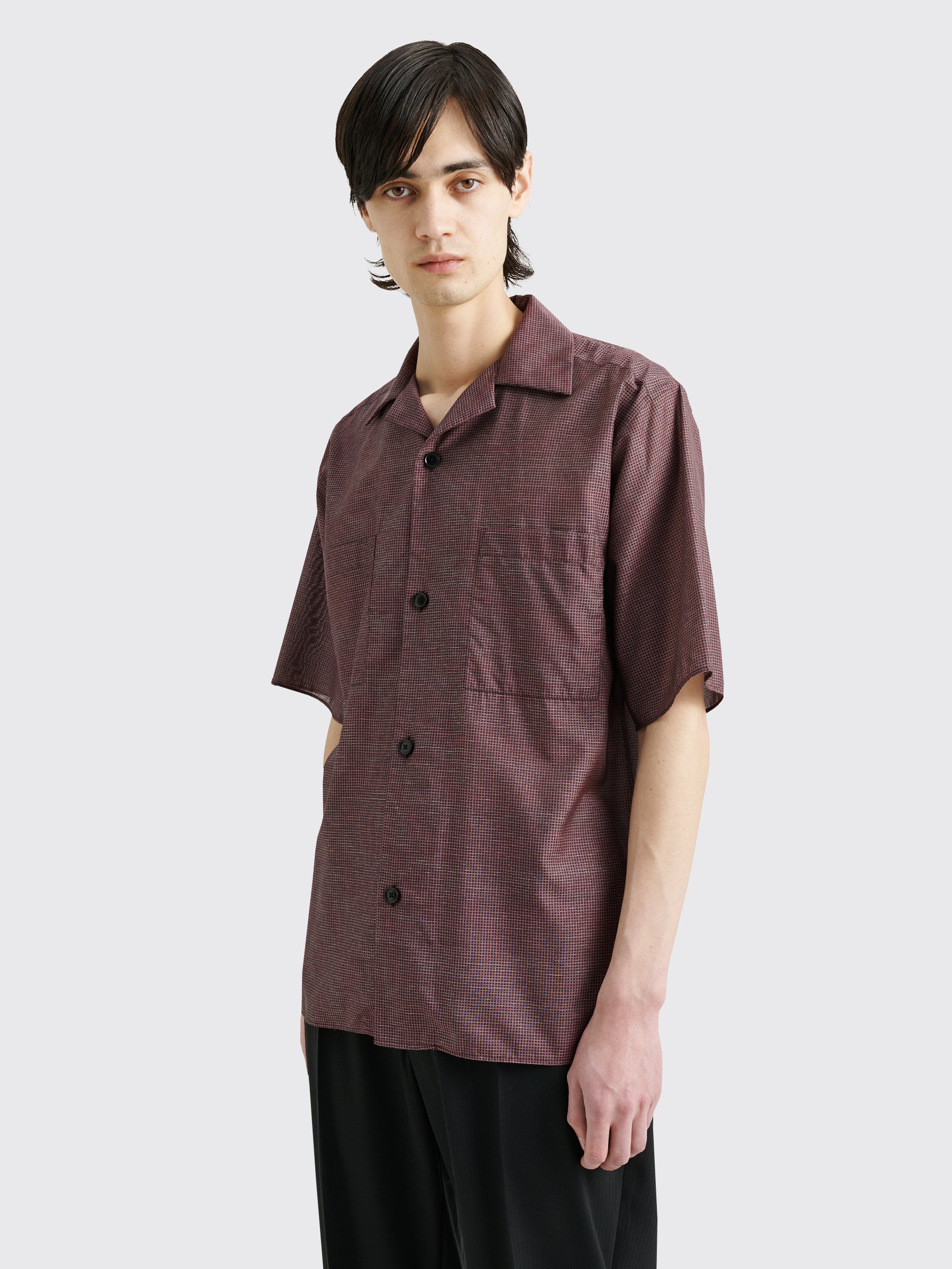 TRÈS BIEN everywear Short Sleeve Viscose Maroon Check