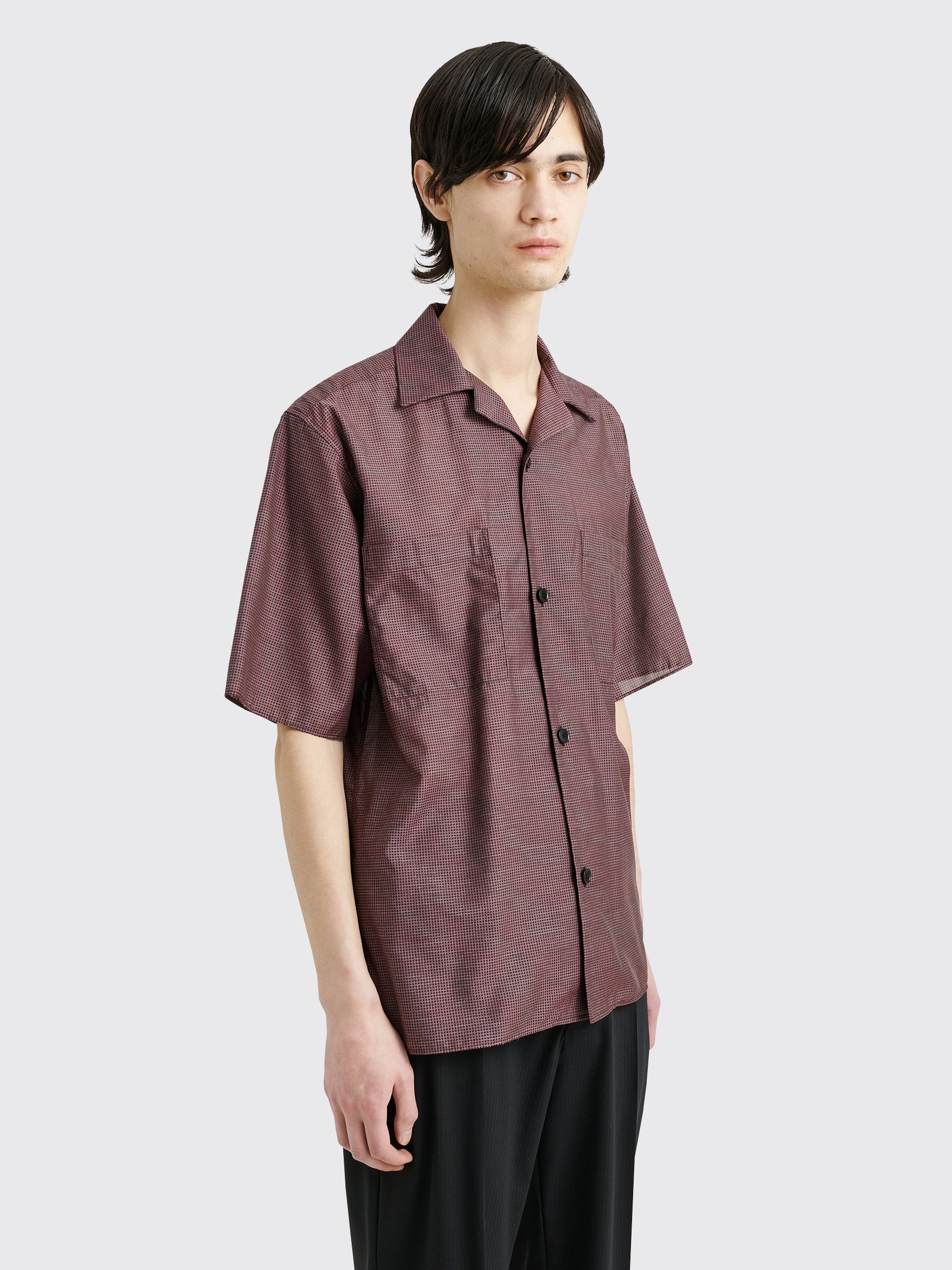 TRÈS BIEN everywear Short Sleeve Viscose Maroon Check