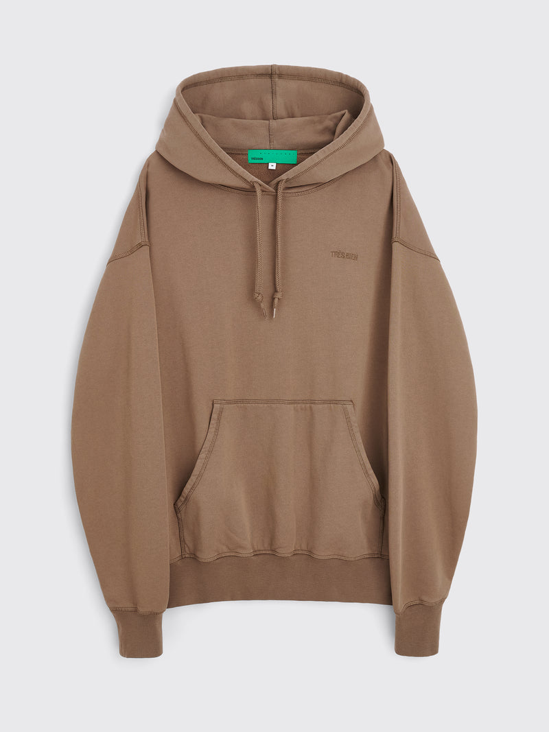 Très Bien - everywear garment dye hoodie cotton brown