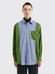 TRÈS BIEN everywear Raw Seam Oversized Classic Shirt Cotton Green Stripe