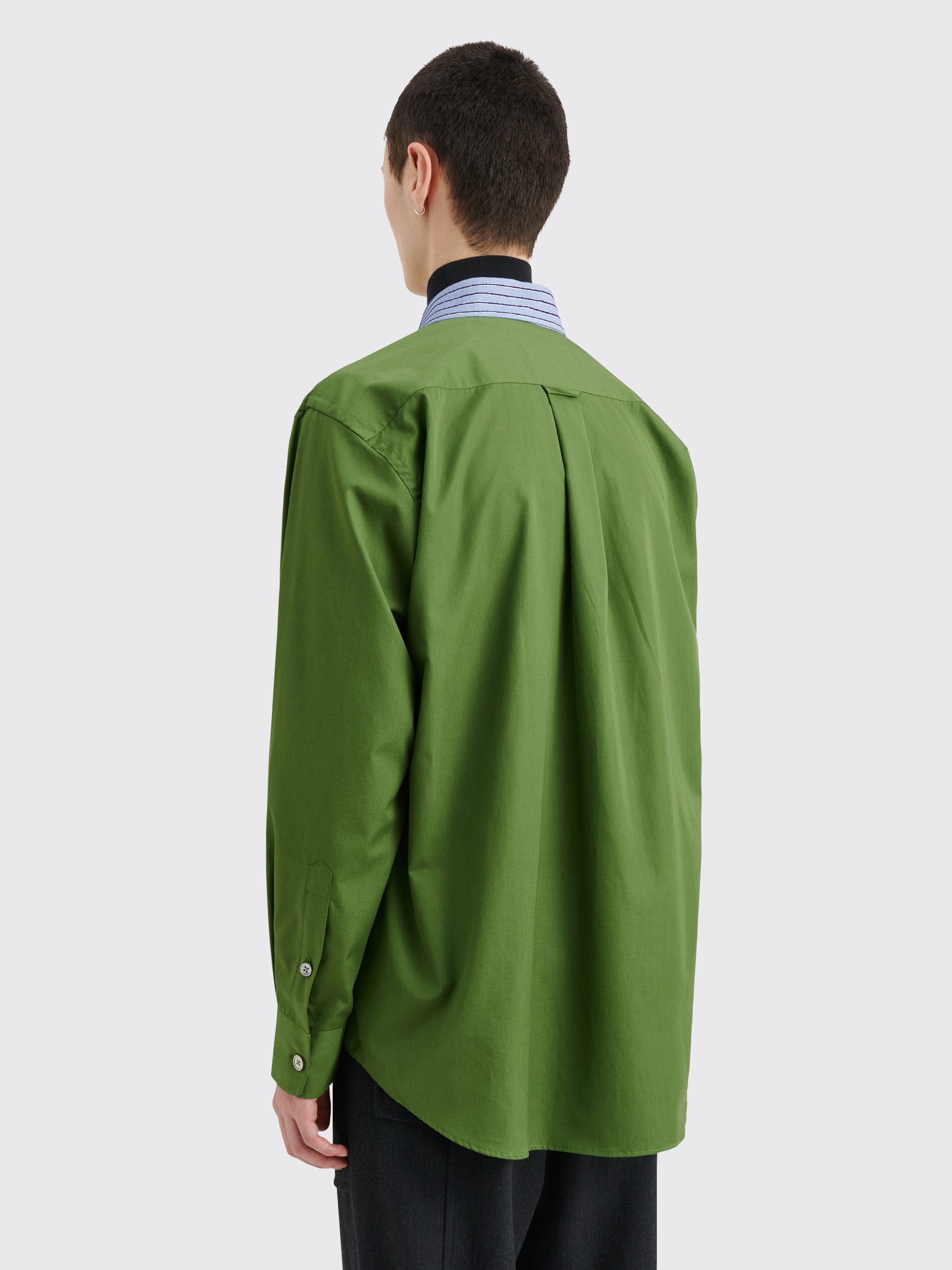 TRÈS BIEN everywear Raw Seam Oversized Classic Shirt Cotton Green Stripe