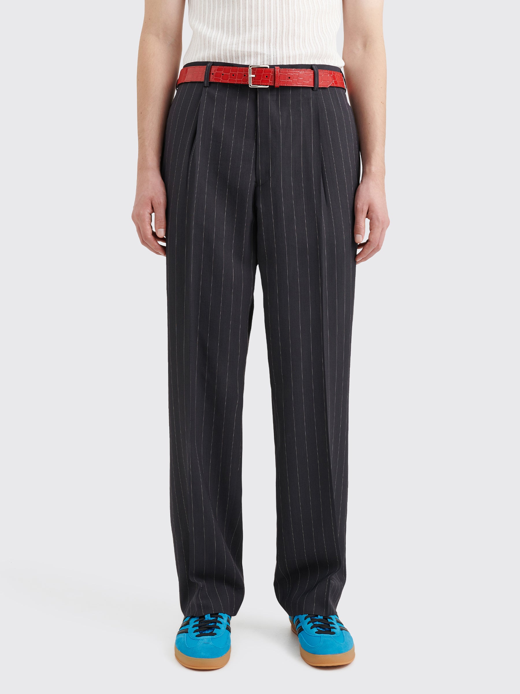 TRÈS BIEN everywear Suit Trousers Wool Viscose Black Stripe