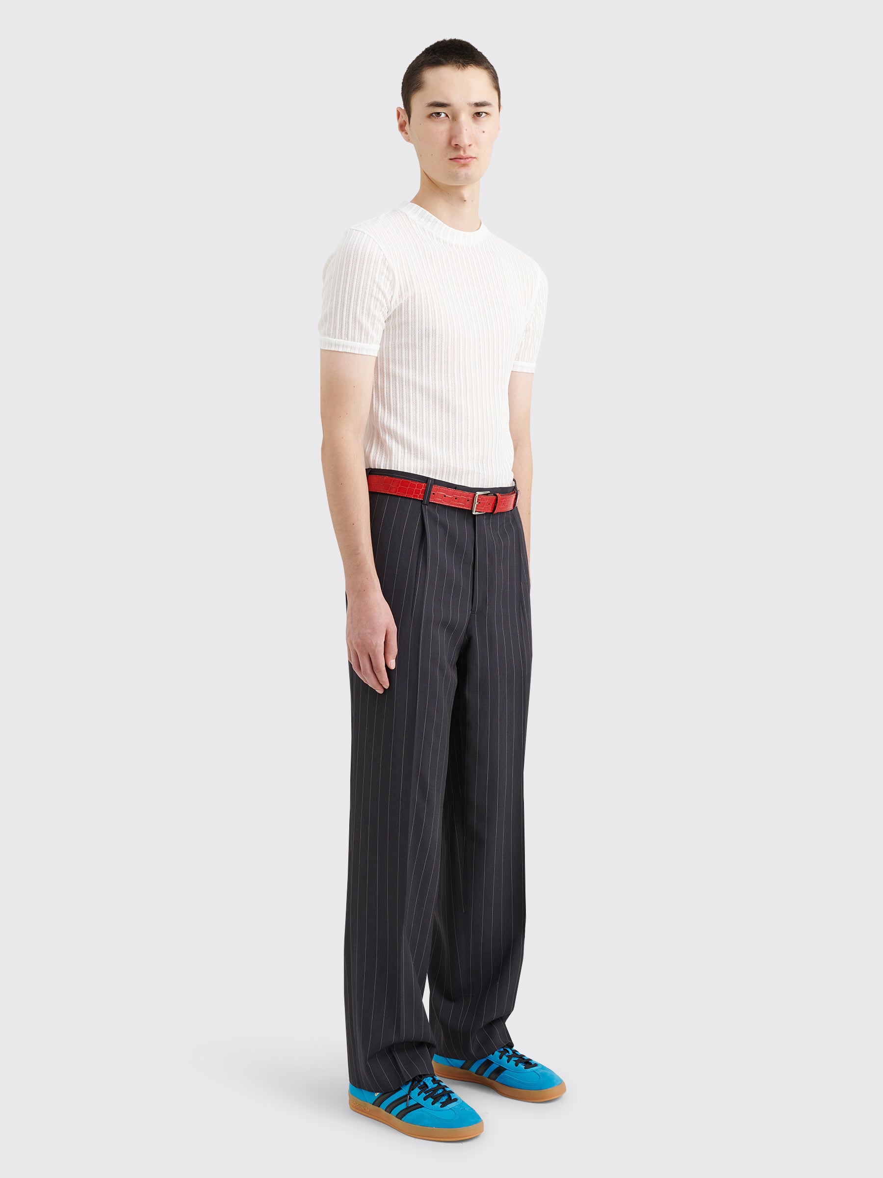 TRÈS BIEN everywear Suit Trousers Wool Viscose Black Stripe