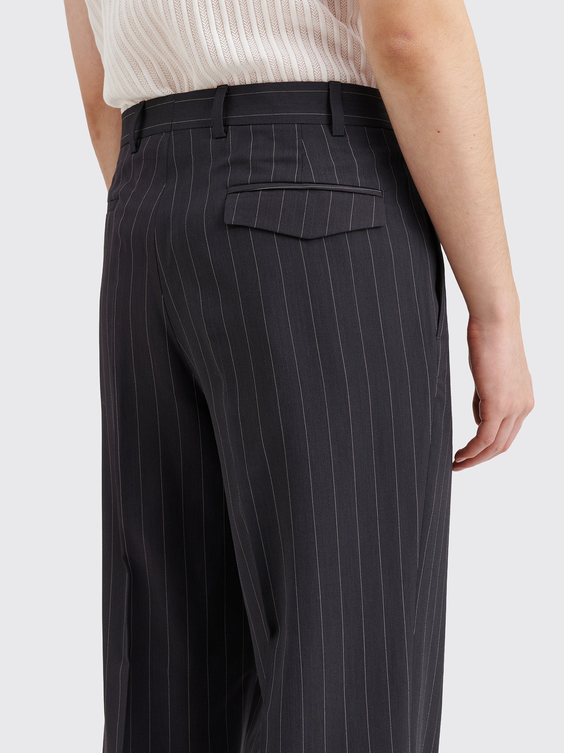 TRÈS BIEN everywear Suit Trousers Wool Viscose Black Stripe