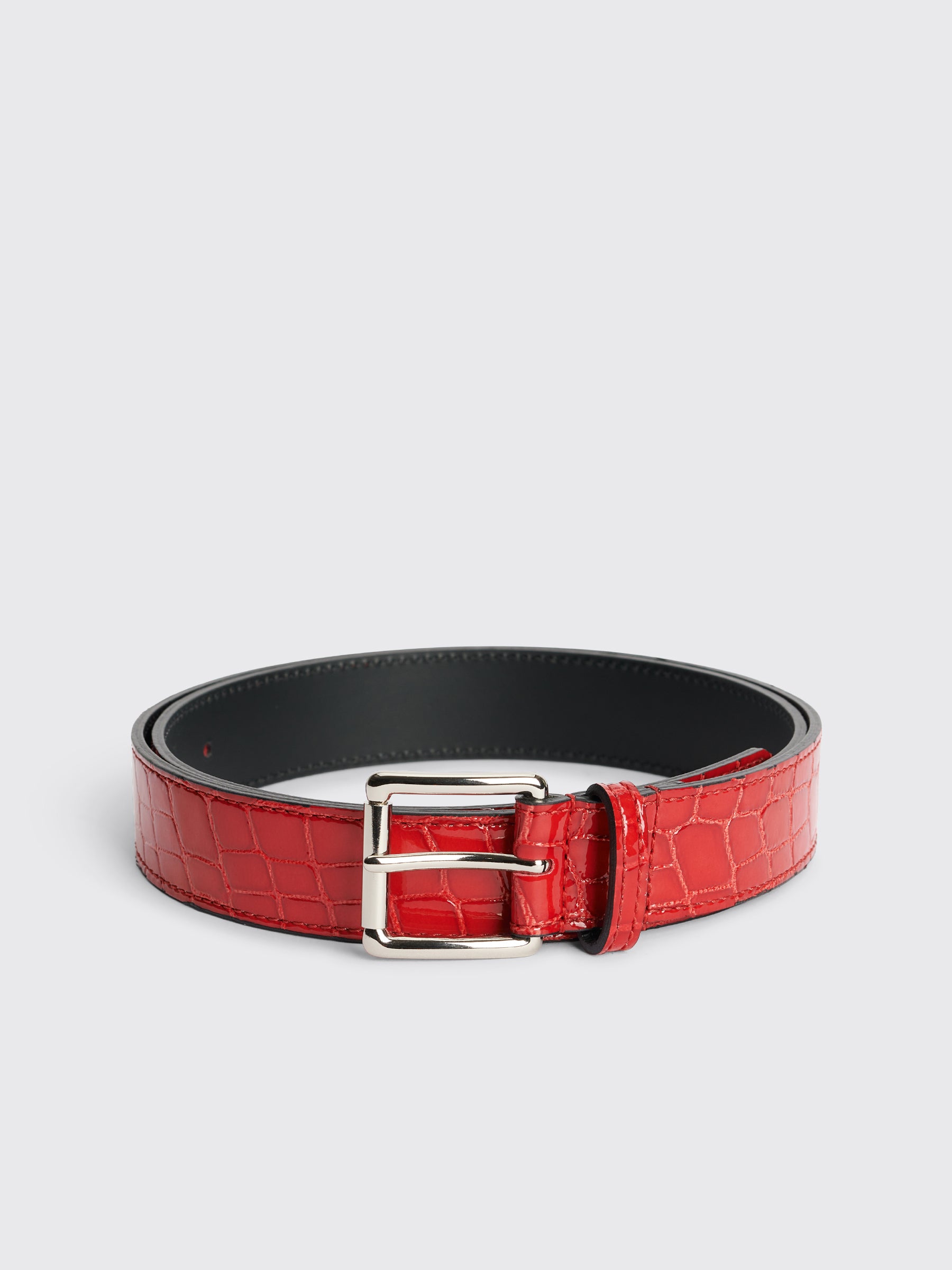TRÈS BIEN everywear Leather Belt Glossy Croc Red