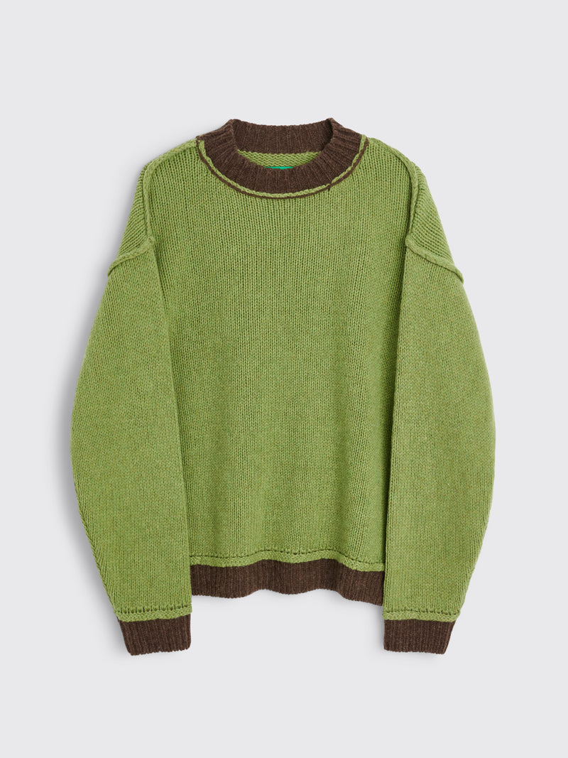 Très Bien - everywear inside out sweater wool green brown