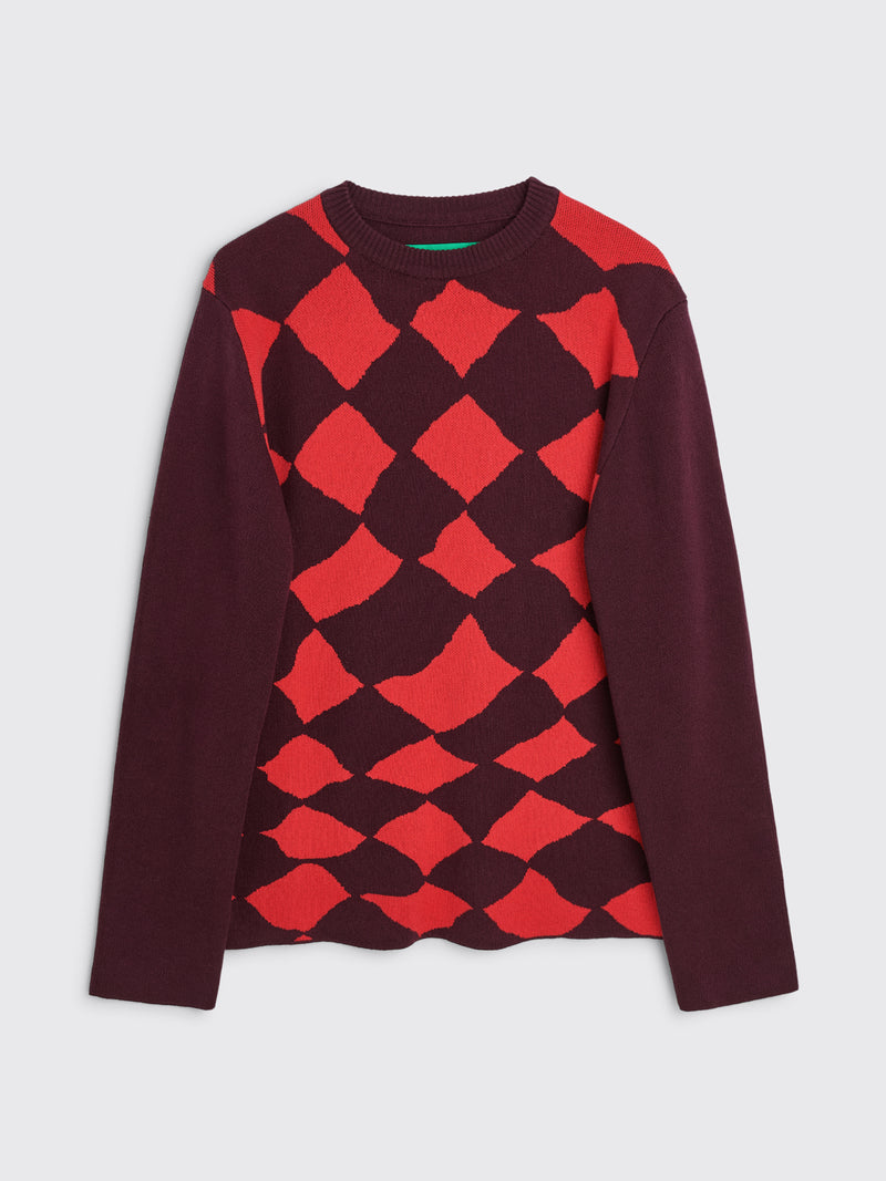 Très Bien - everywear pattern knitted sweatshirt cotton cashmere burgundy / red