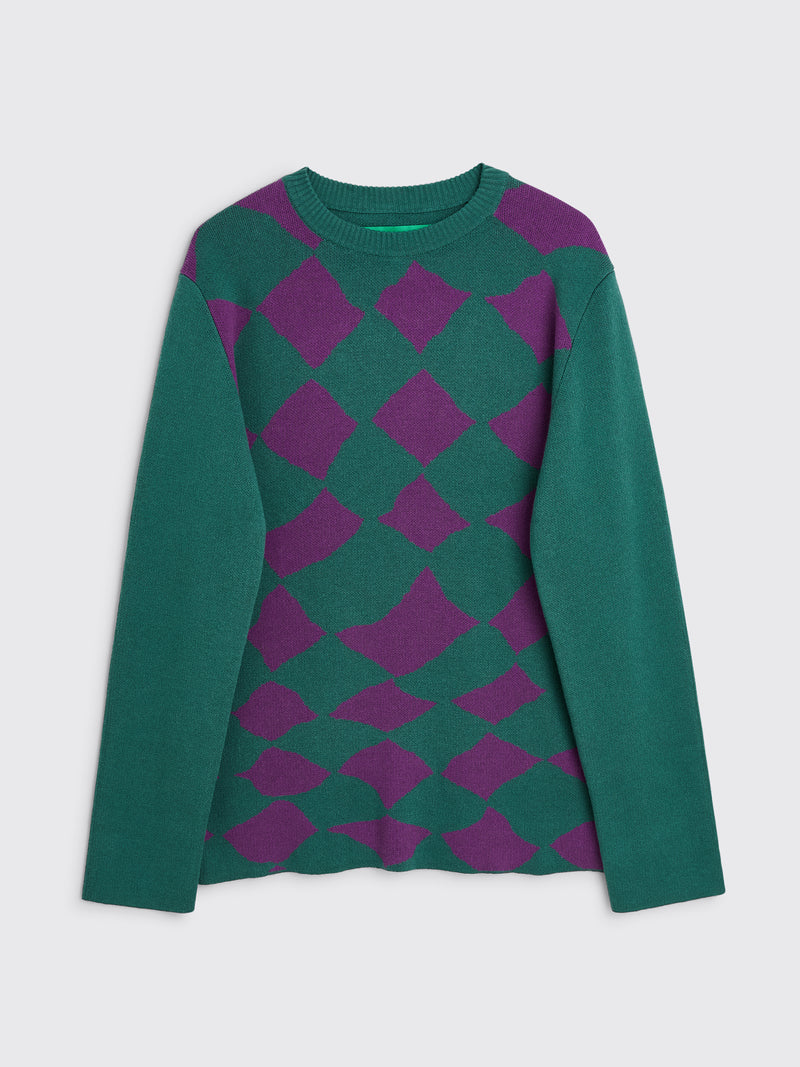 Très Bien - everywear pattern knitted sweatshirt cotton cashmere green / purple