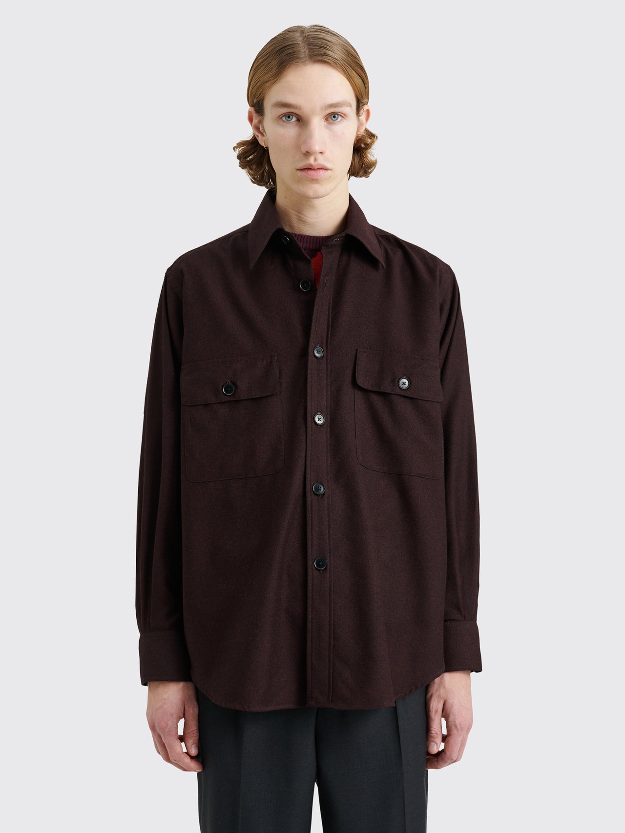 TRÈS BIEN everywear Oversized Classic Shirt Virgin Wool Burgundy