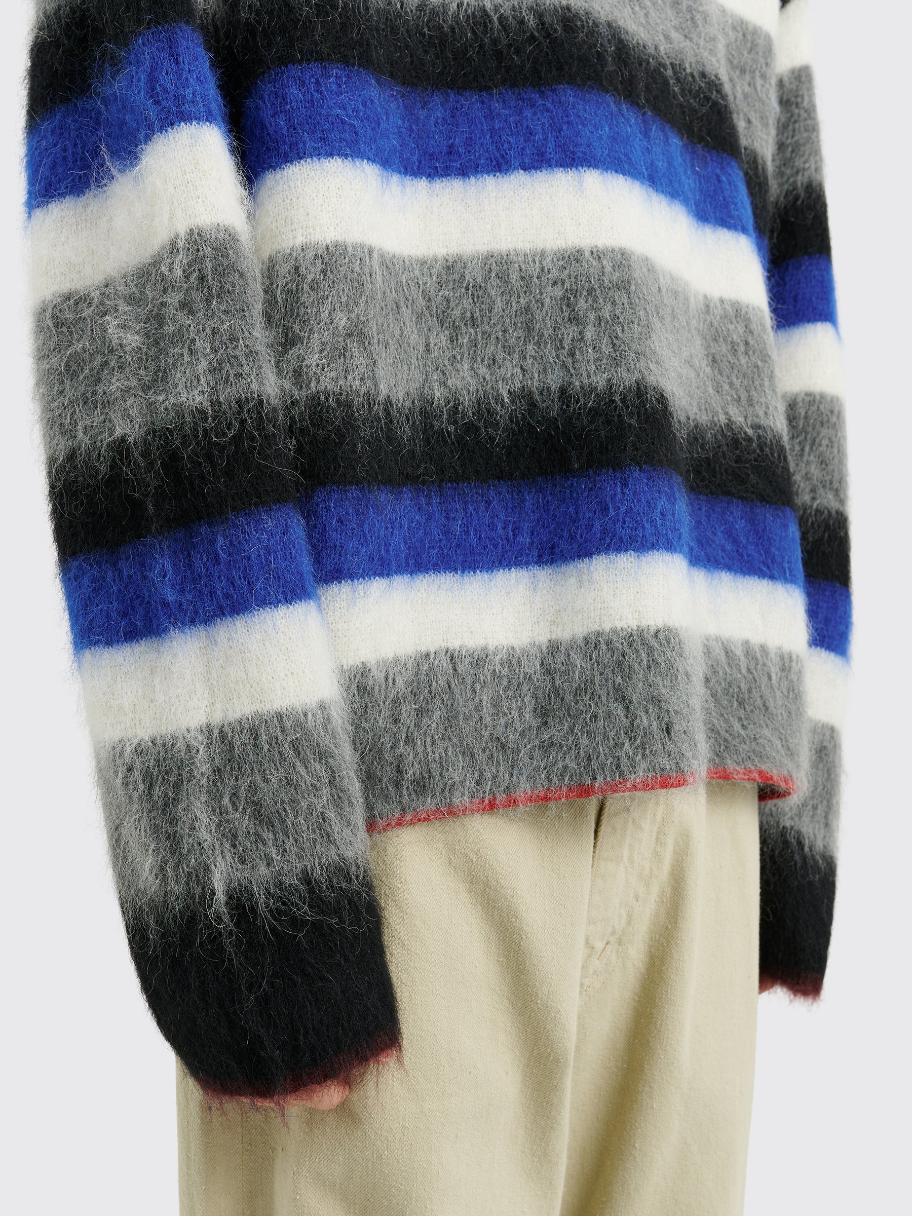 Zankov Tomas Stripe Brushed Mohair Sweater Charcoal Melange