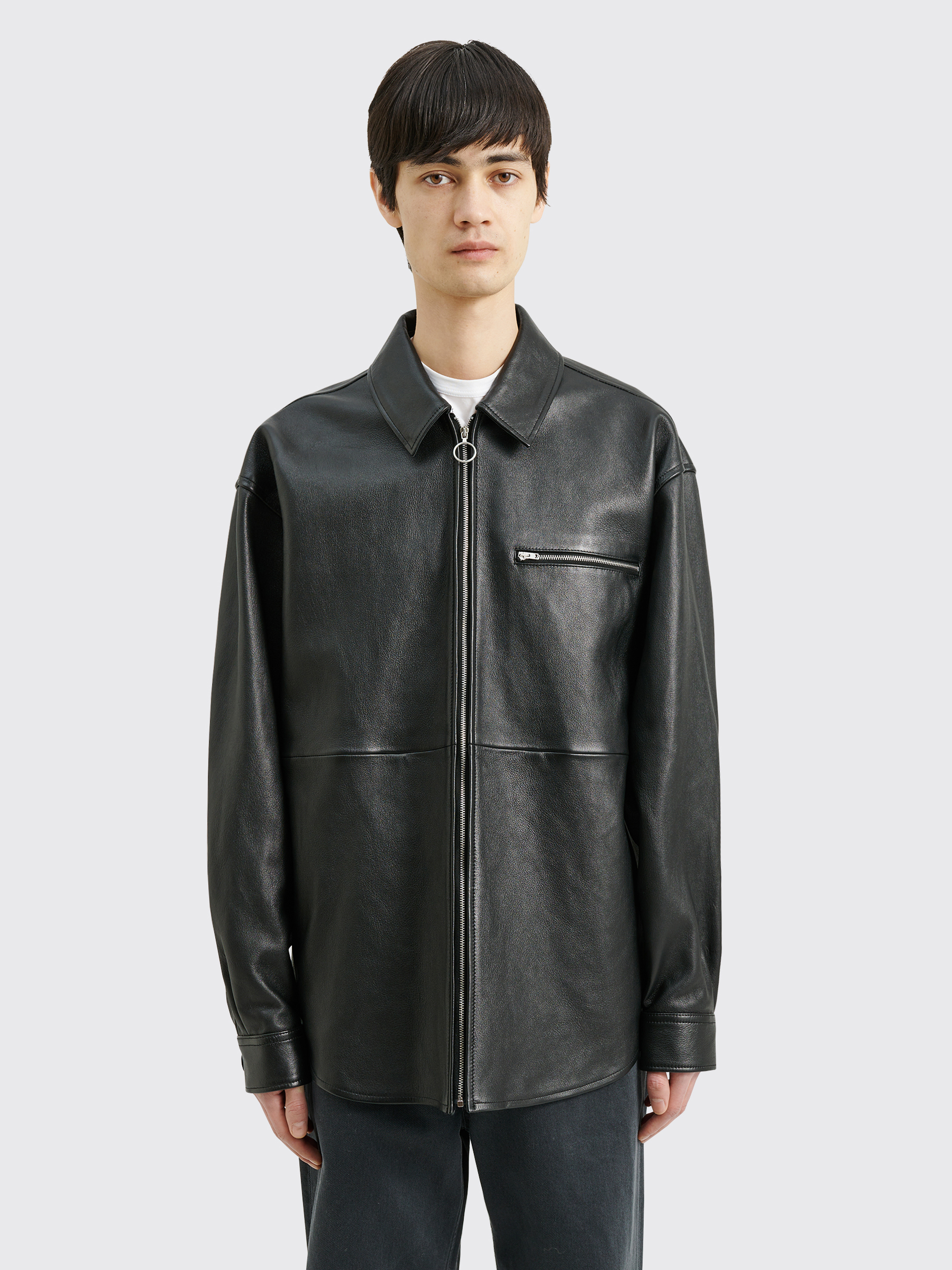 Très Bien - Acne Studios Leather Overshirt Black