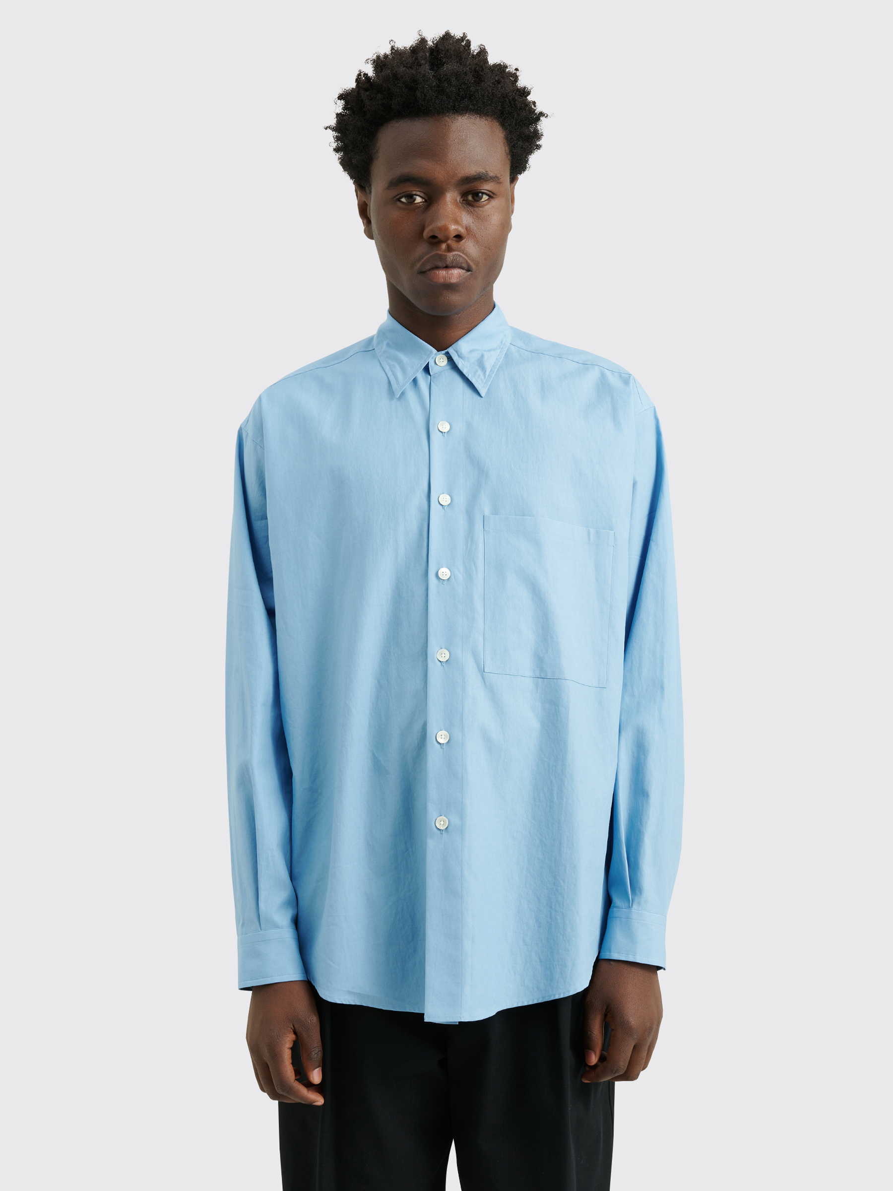 Très Bien - Auralee Washed Finx Twill Big Shirt Blue
