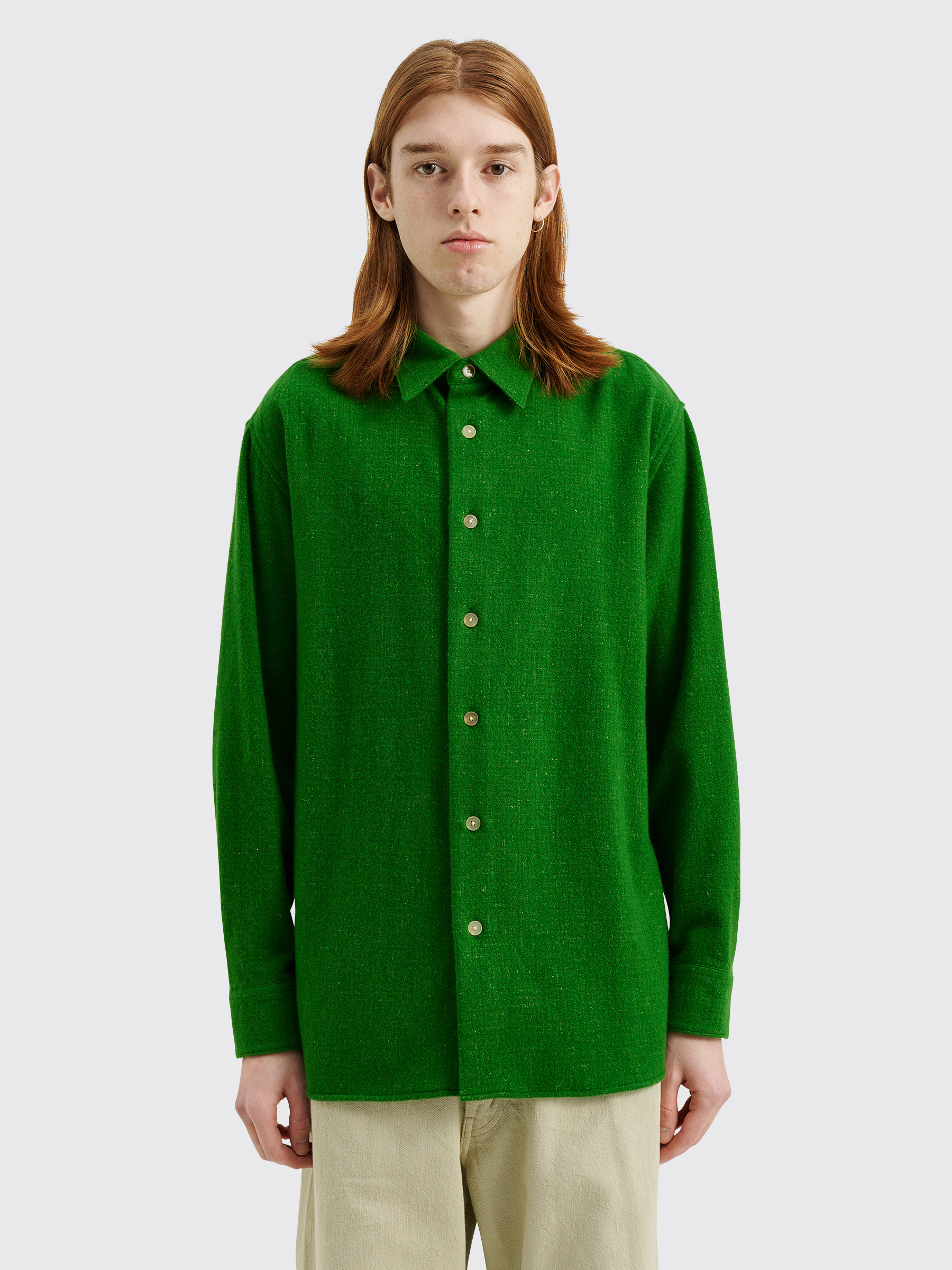 Très Bien - Auralee Wool Cashmere Light Tweed Shirt Green