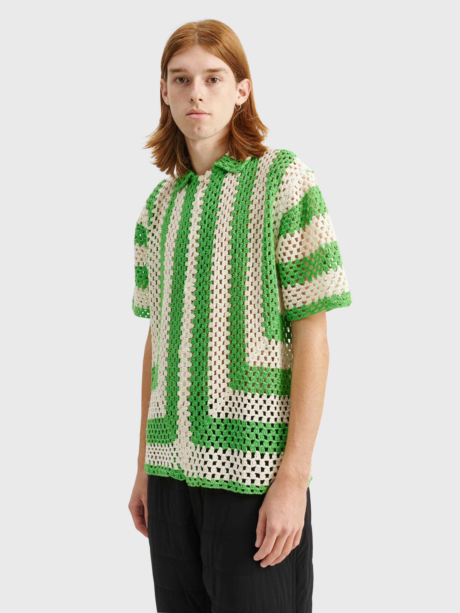 Très Bien - Bode Crochet Shirt Cream / Green