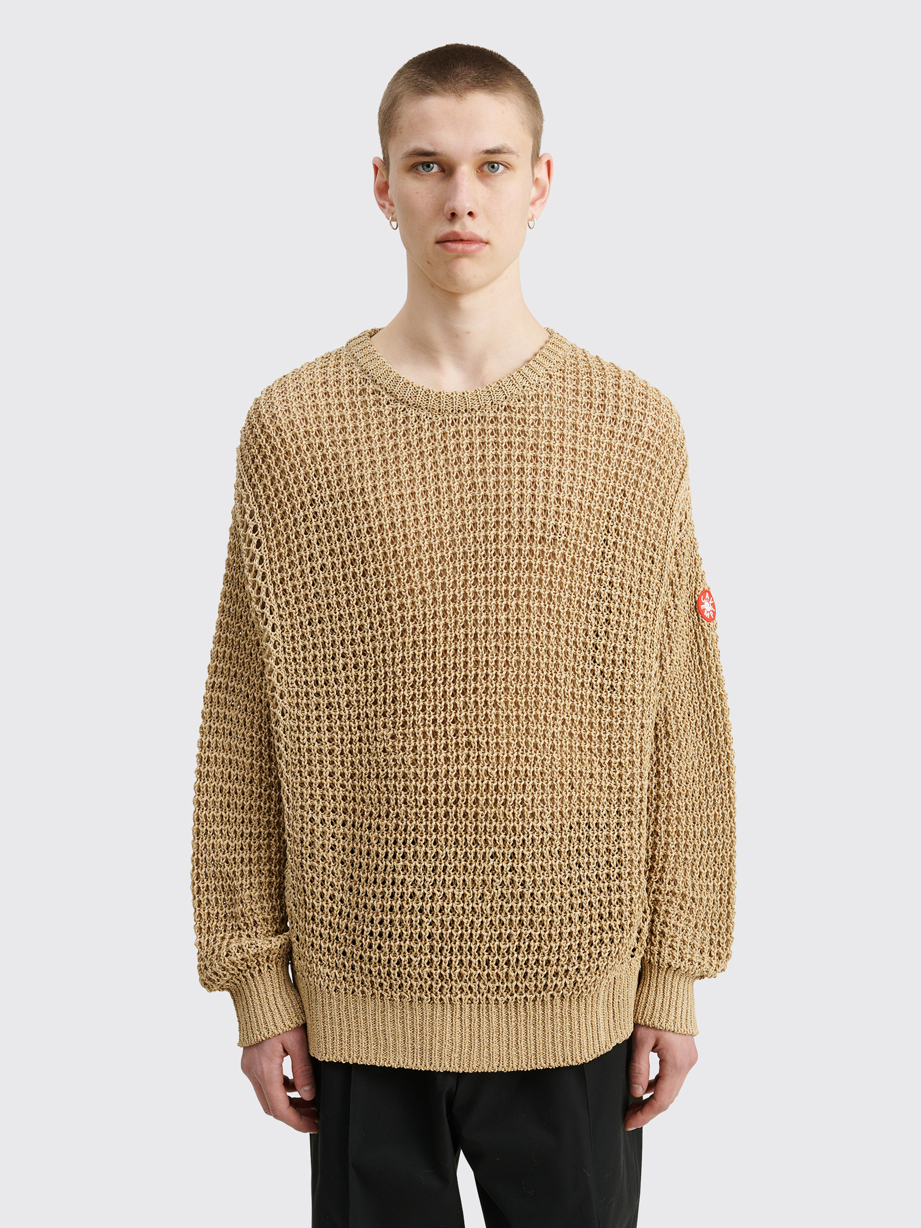 Très Bien - Cav Empt Side Mesh Loose Waffle Knit Sweater Beige