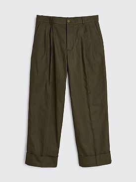 Acne Studios Linen Blend Casual Trousers Dark Olive