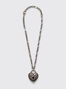Acne Studios Heart-Lock Pendant Necklace Antique Silver
