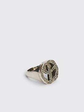Acne Studios Peace Sign Ring Antique Silver