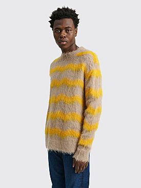 Acne Studios Striped Fuzzy Sweater Beige / Yellow