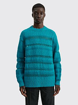 Acne Studios Stripe Wool Blend Sweater Turquoise Blue