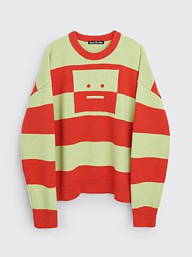 Acne Studios Face Crew Neck Jumper Sharp Red / Pale Green