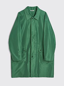Auralee Silk Polyester Grosgrain Soutien Collar Coat Green